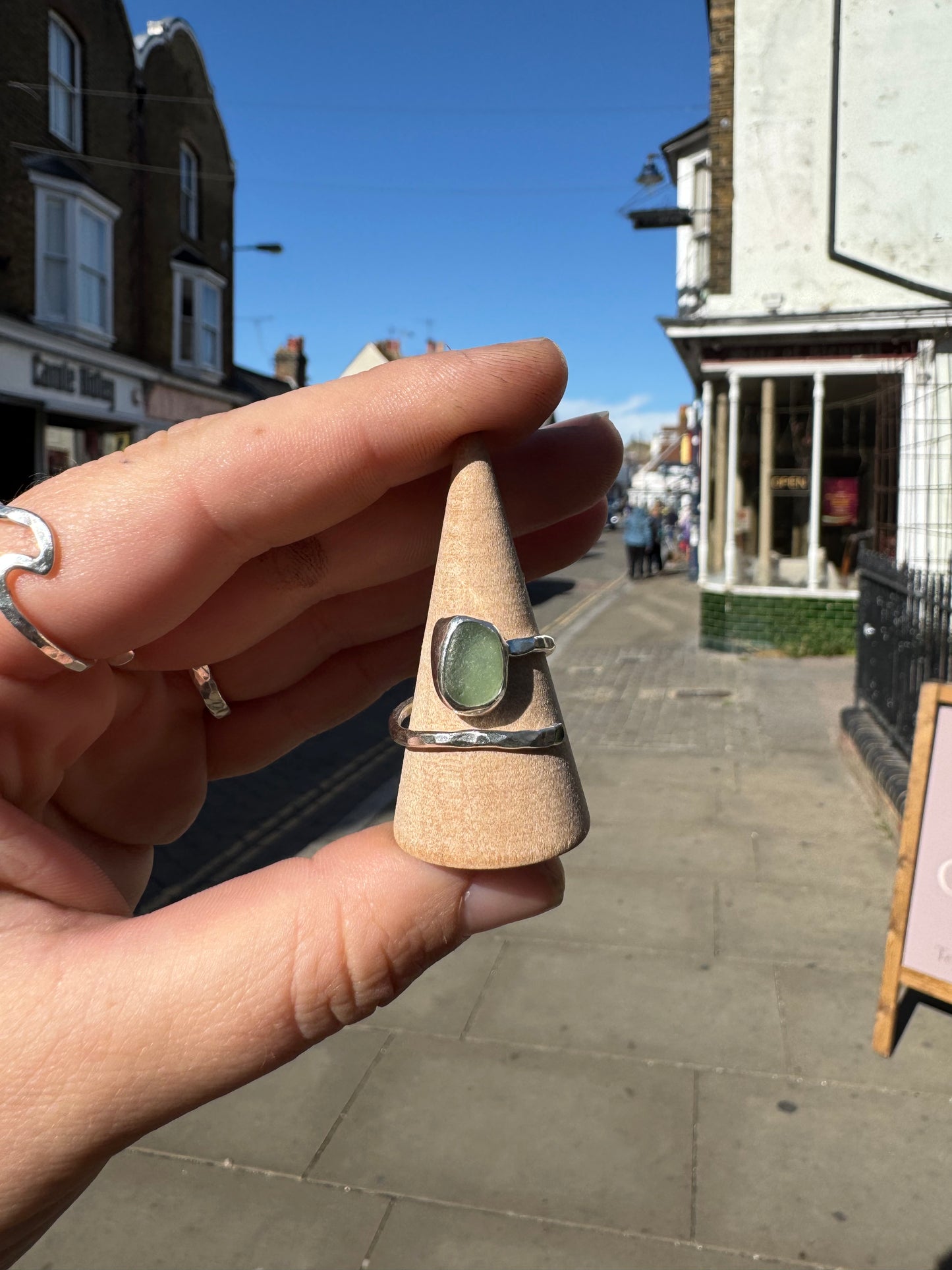 Light Green seaglass ring