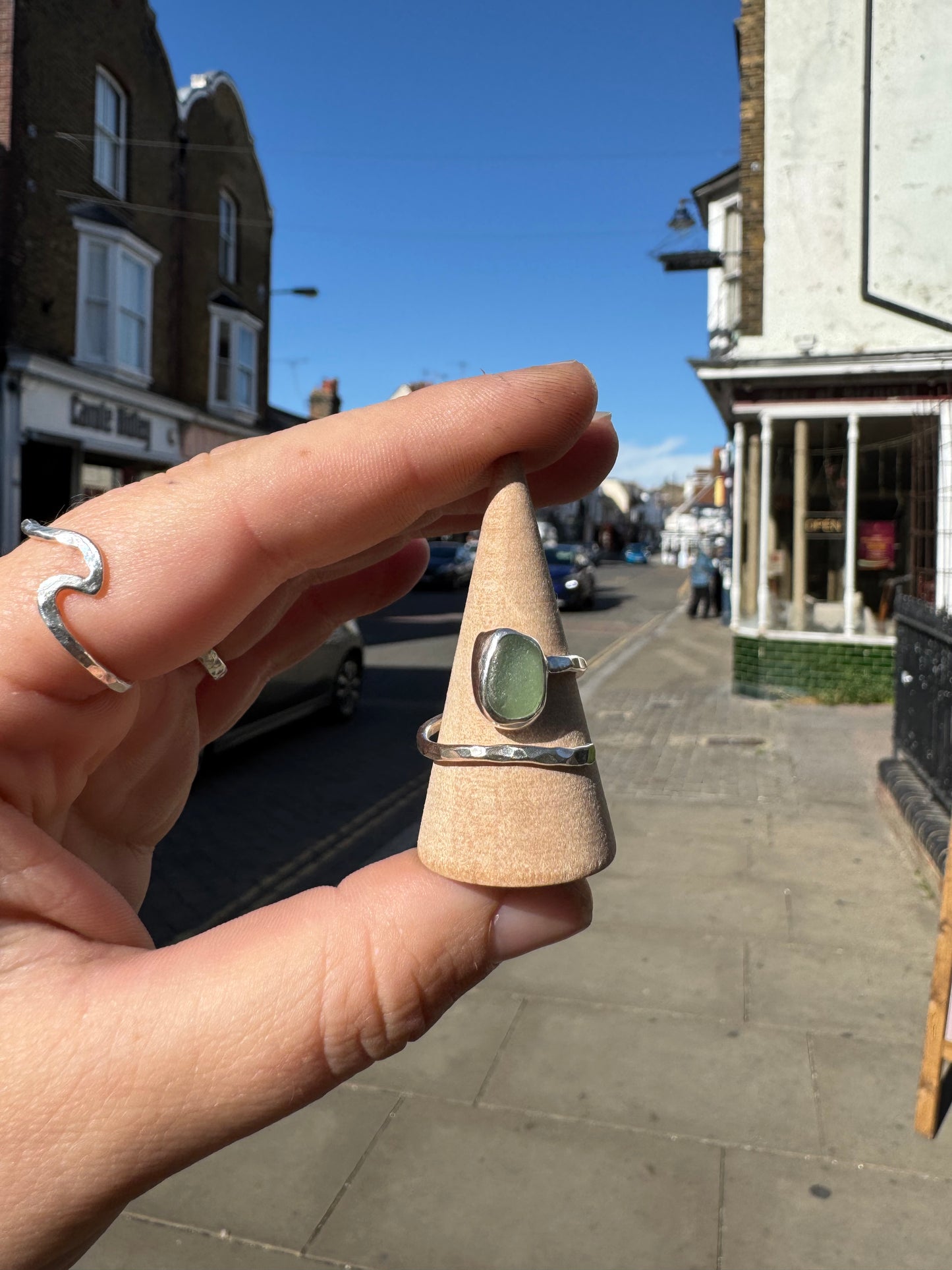 Light Green seaglass ring