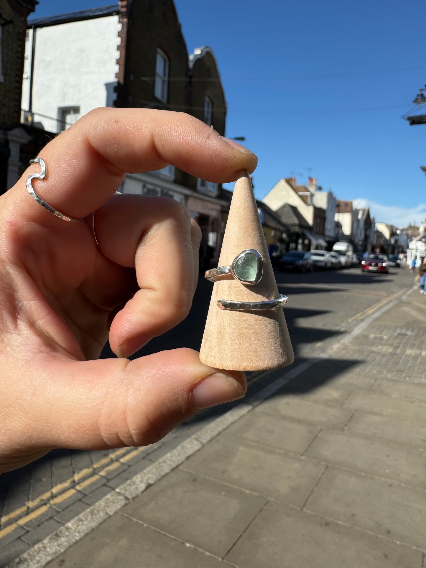 Light Blue seaglass ring