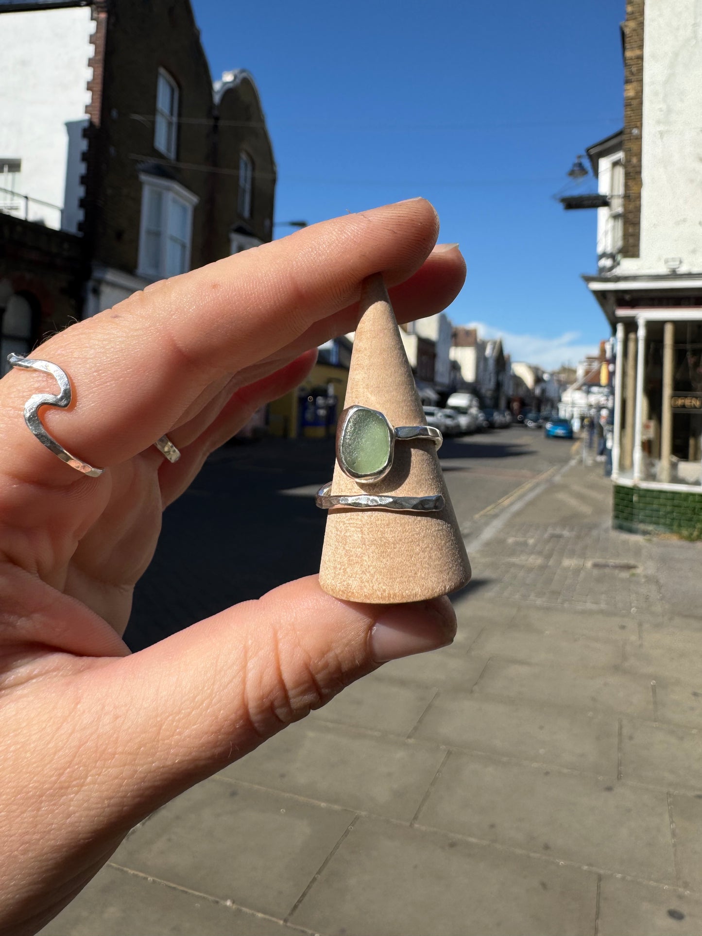 Light Green seaglass ring