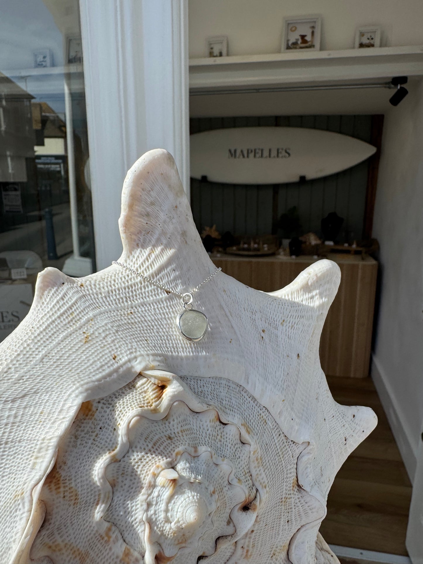 White seaglass necklace