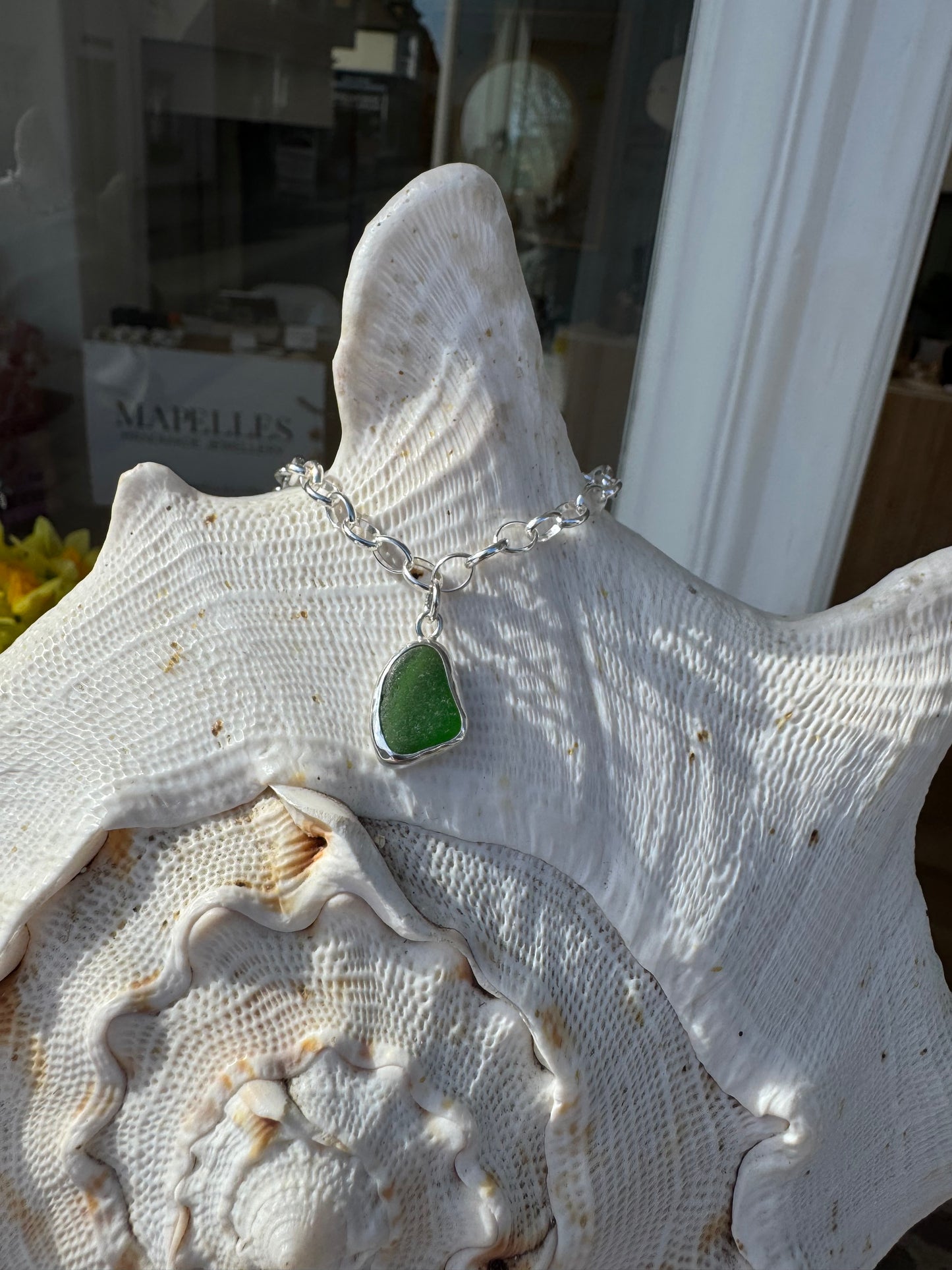 Green seaglass bracelet