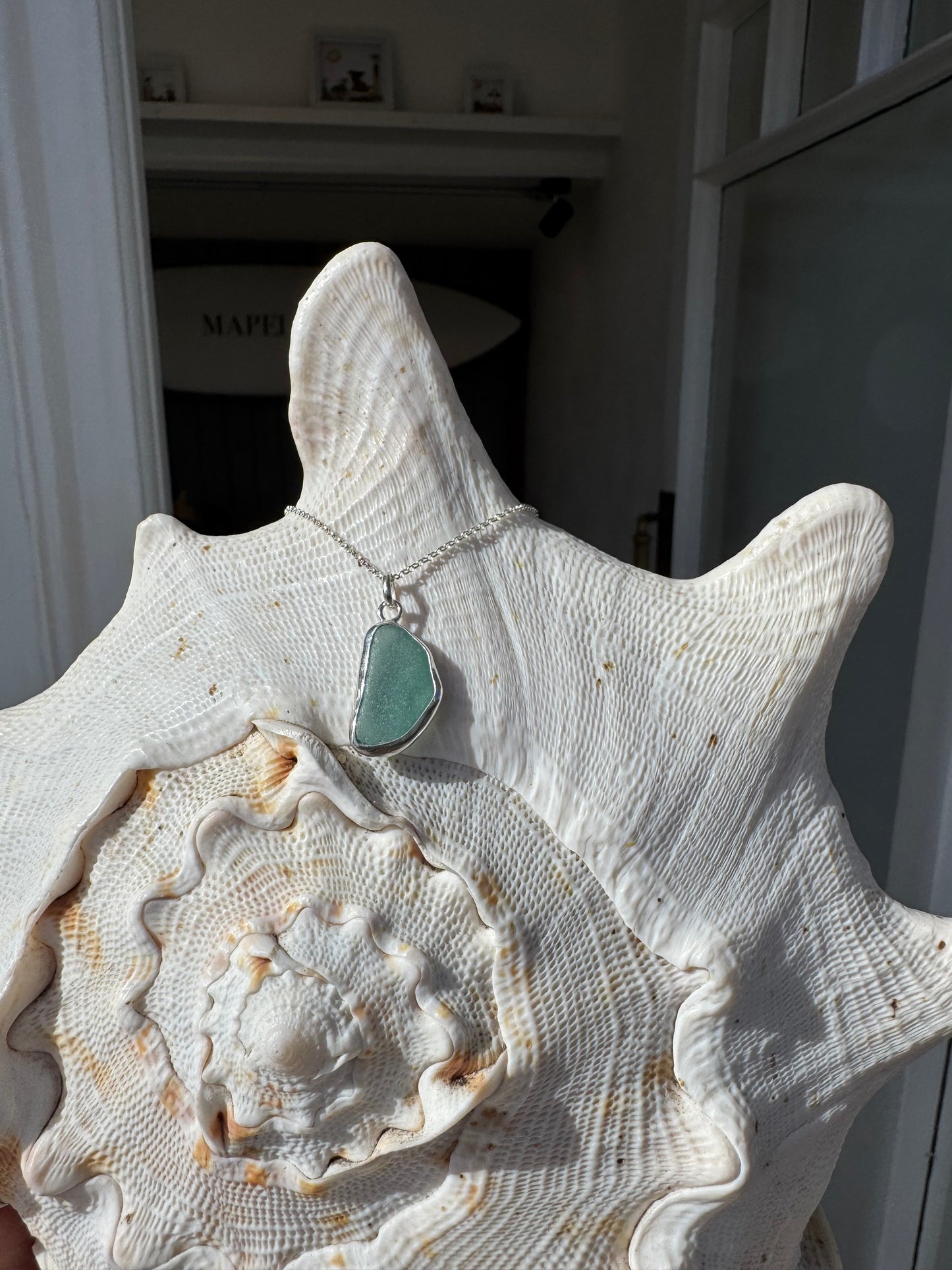 Aqua seaglass necklace
