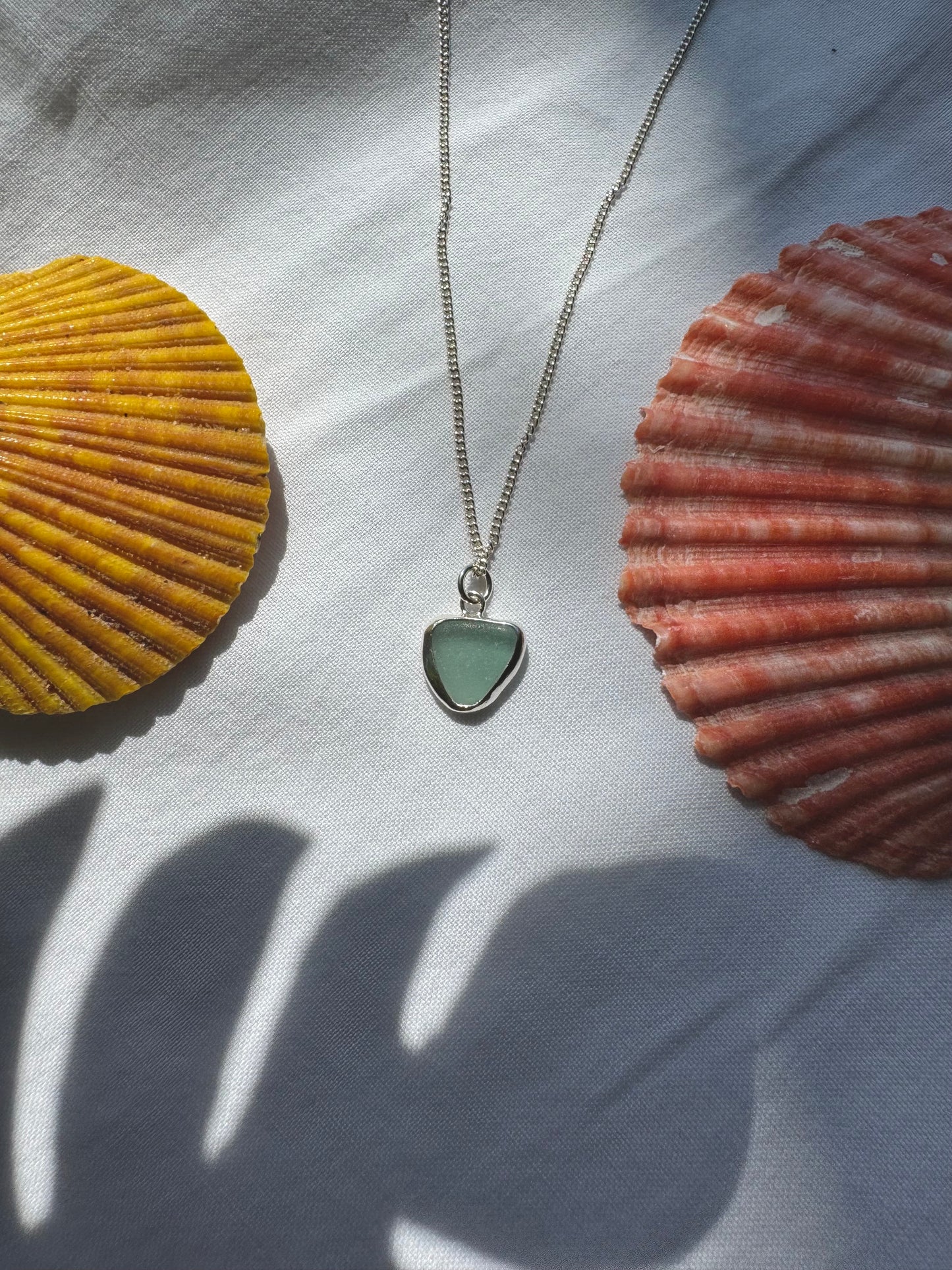 Teal seaglass necklace