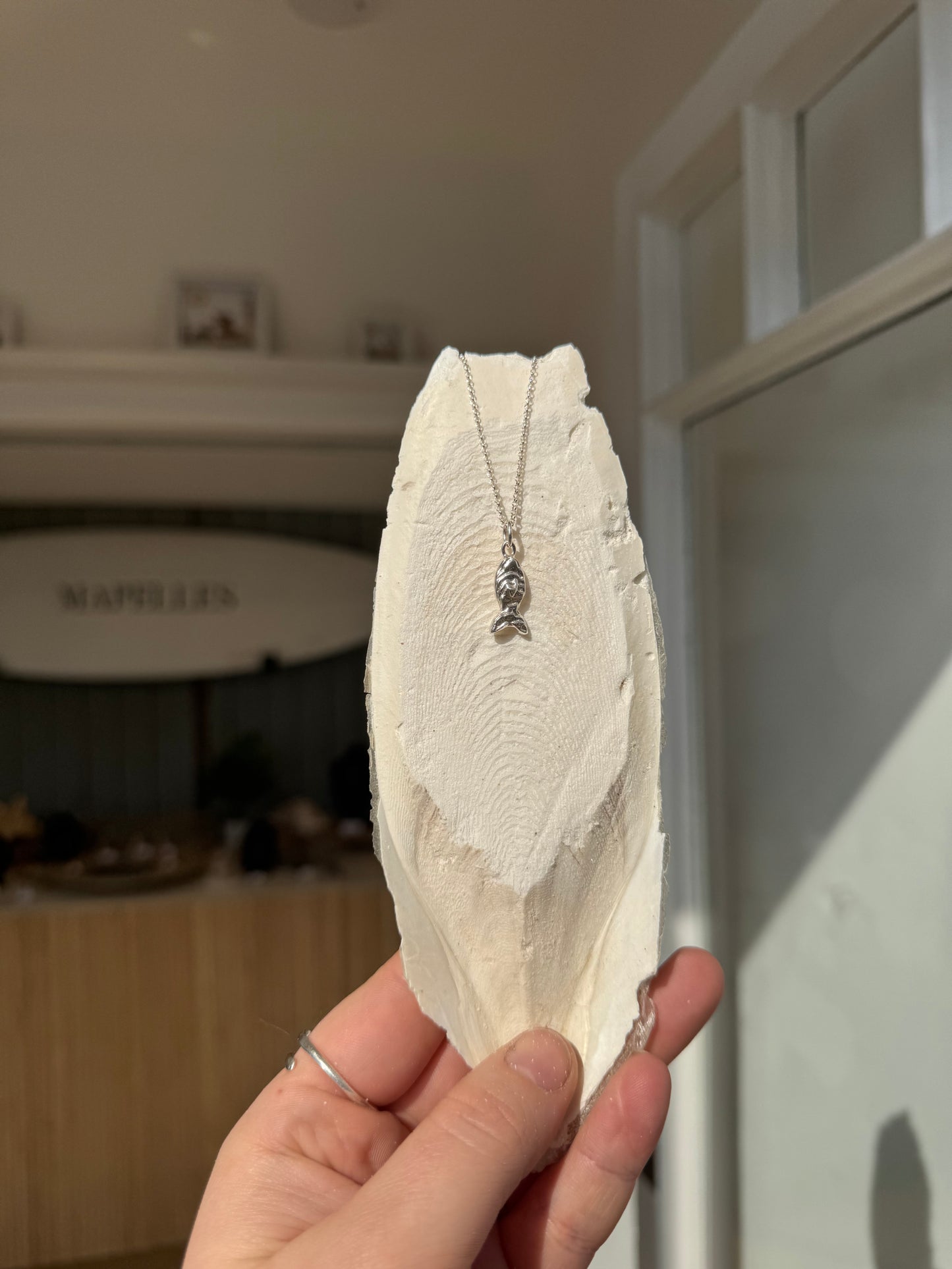 Cuttlefish casted Sterling silver handmade fish necklace