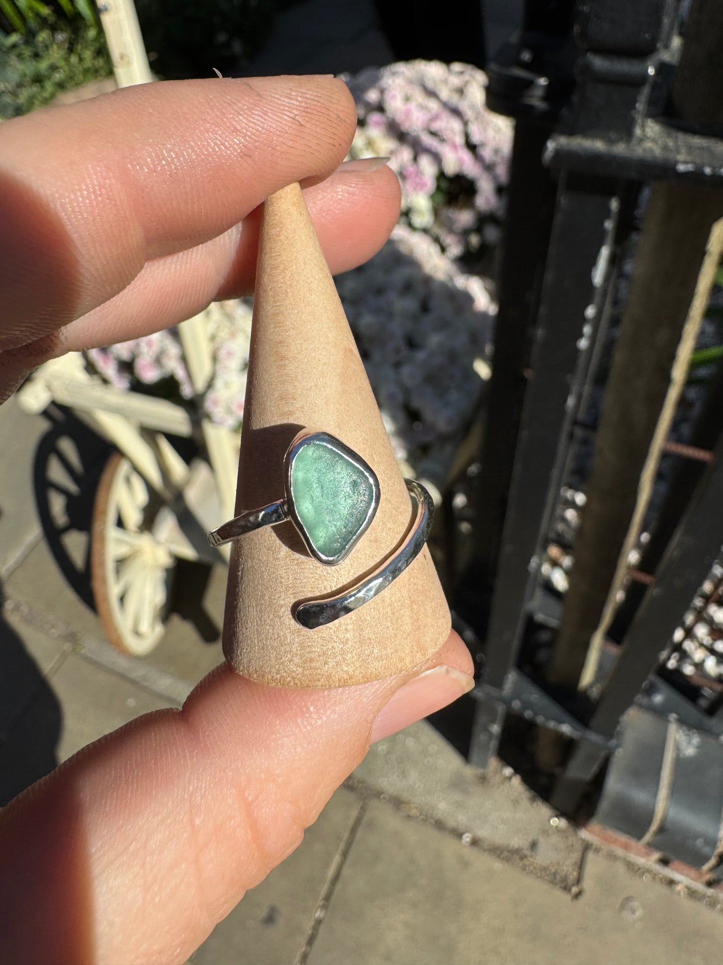 Blue seaglass ring