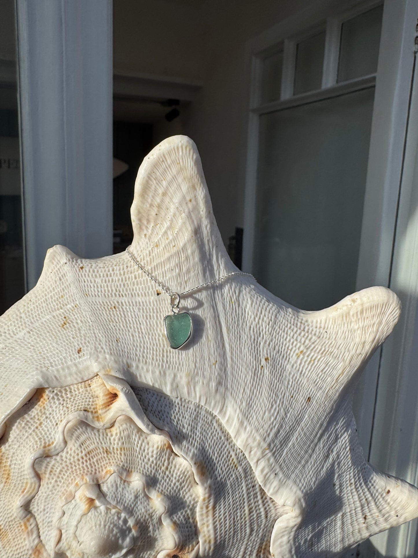 Teal seaglass necklace