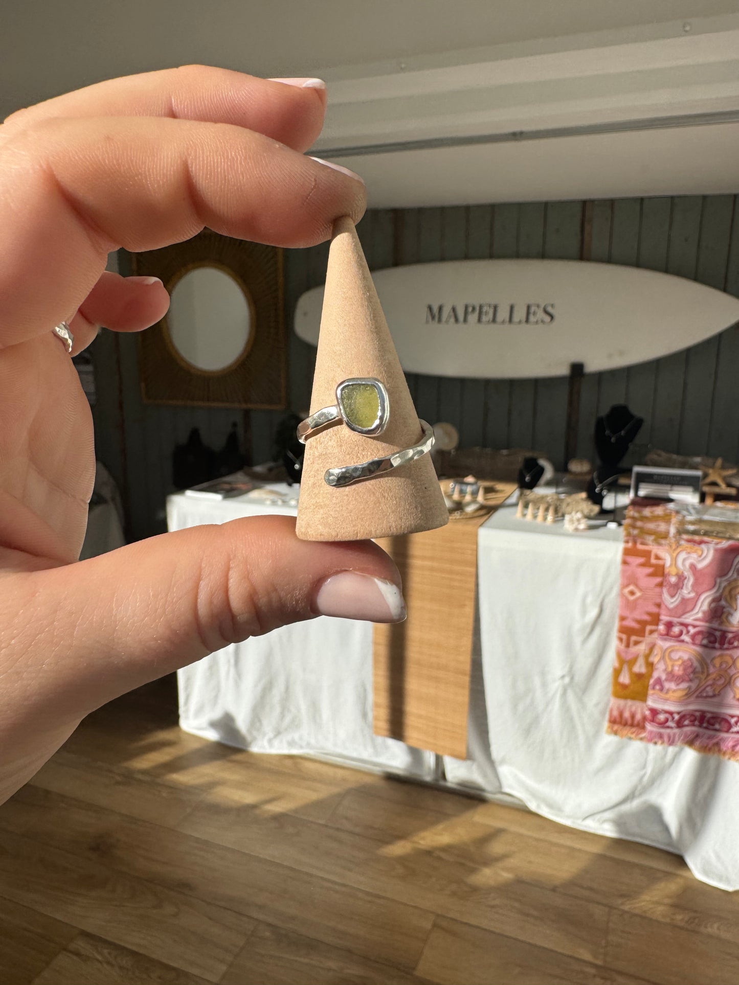 Light Green seaglass ring