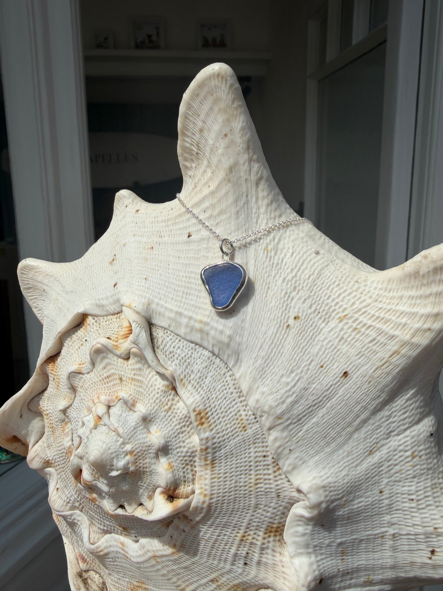 Blue seaglass necklace