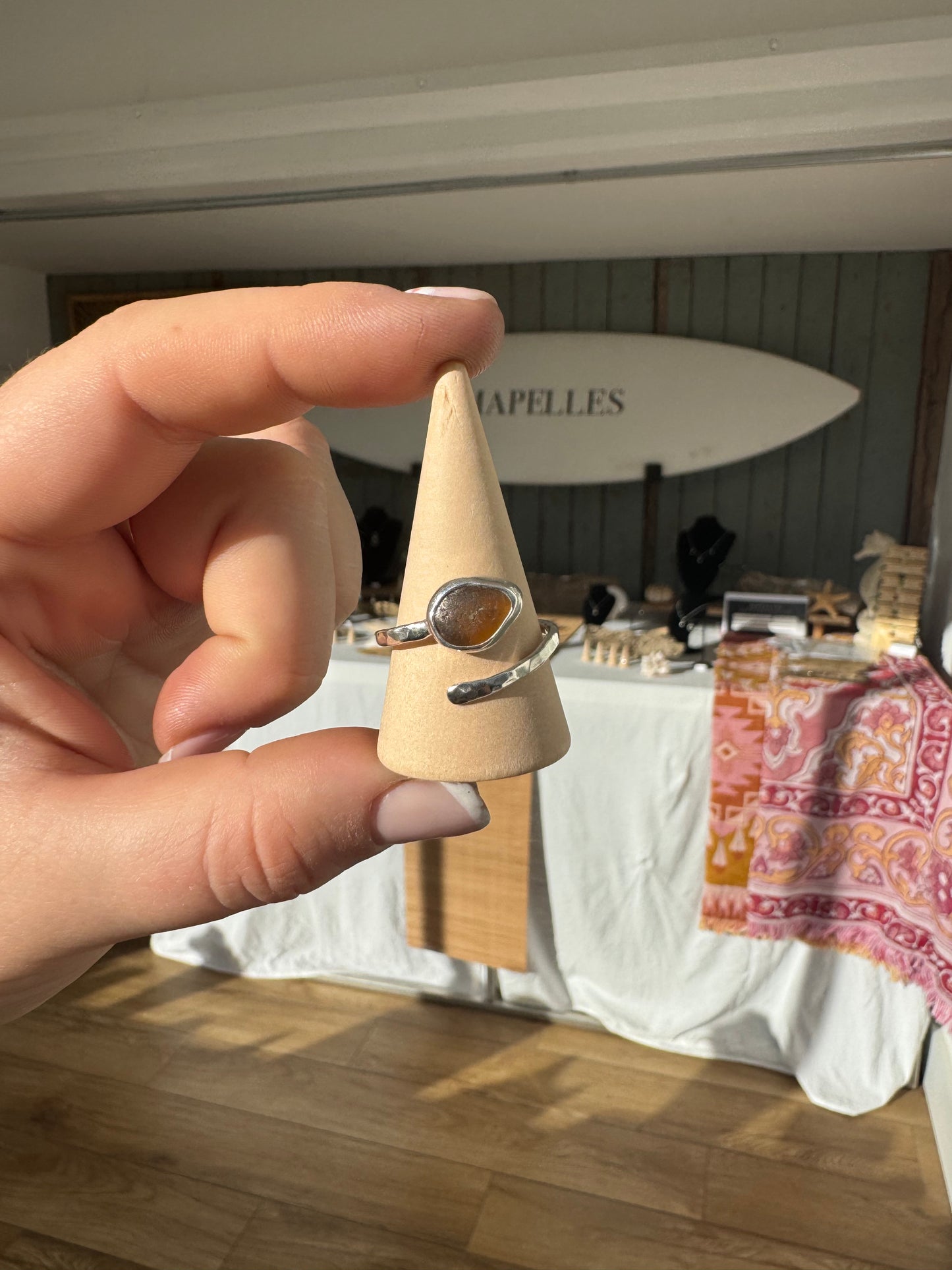 Brown seaglass ring