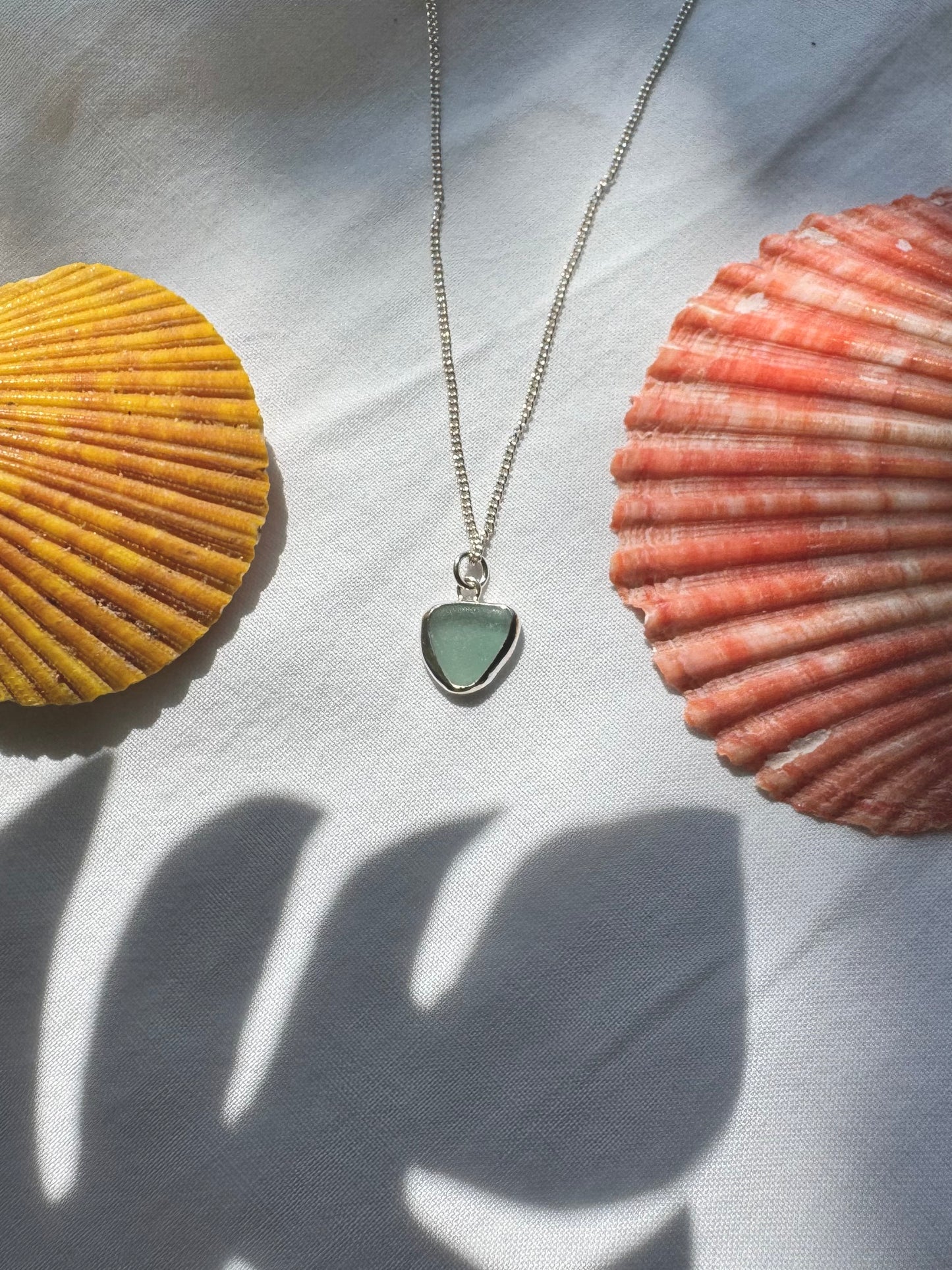 Teal seaglass necklace