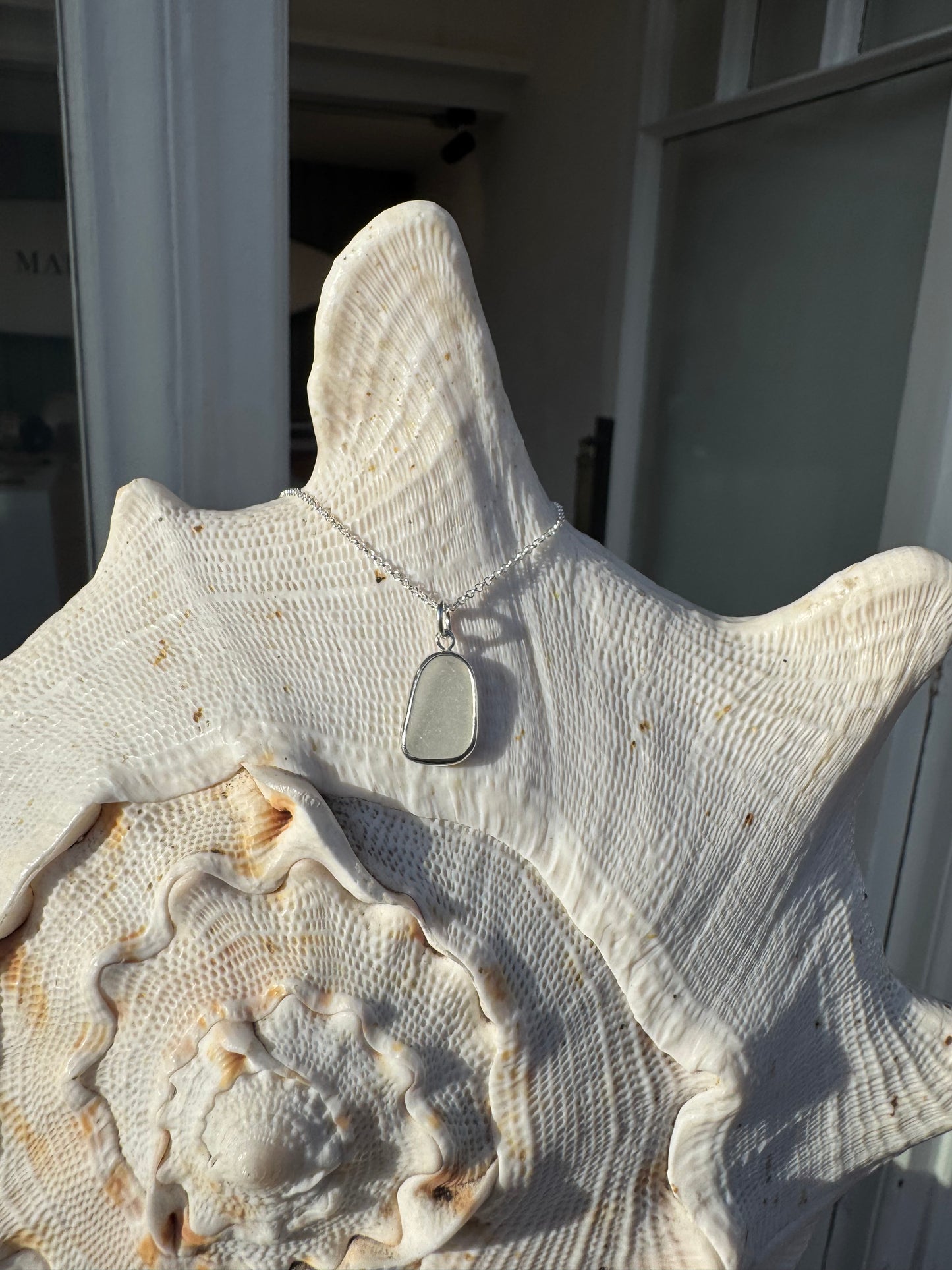 White seaglass necklace