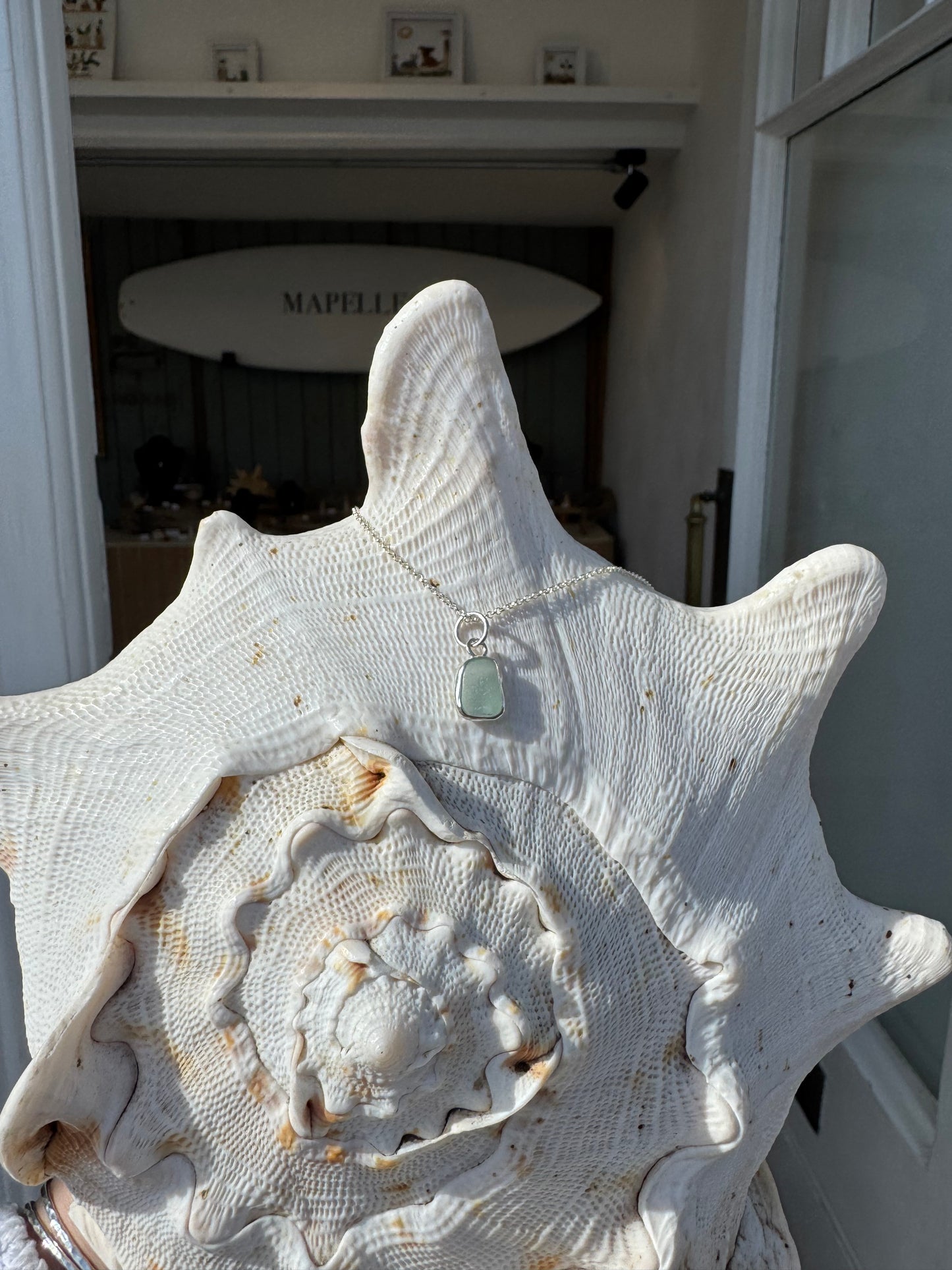 Light aqua seaglass necklace