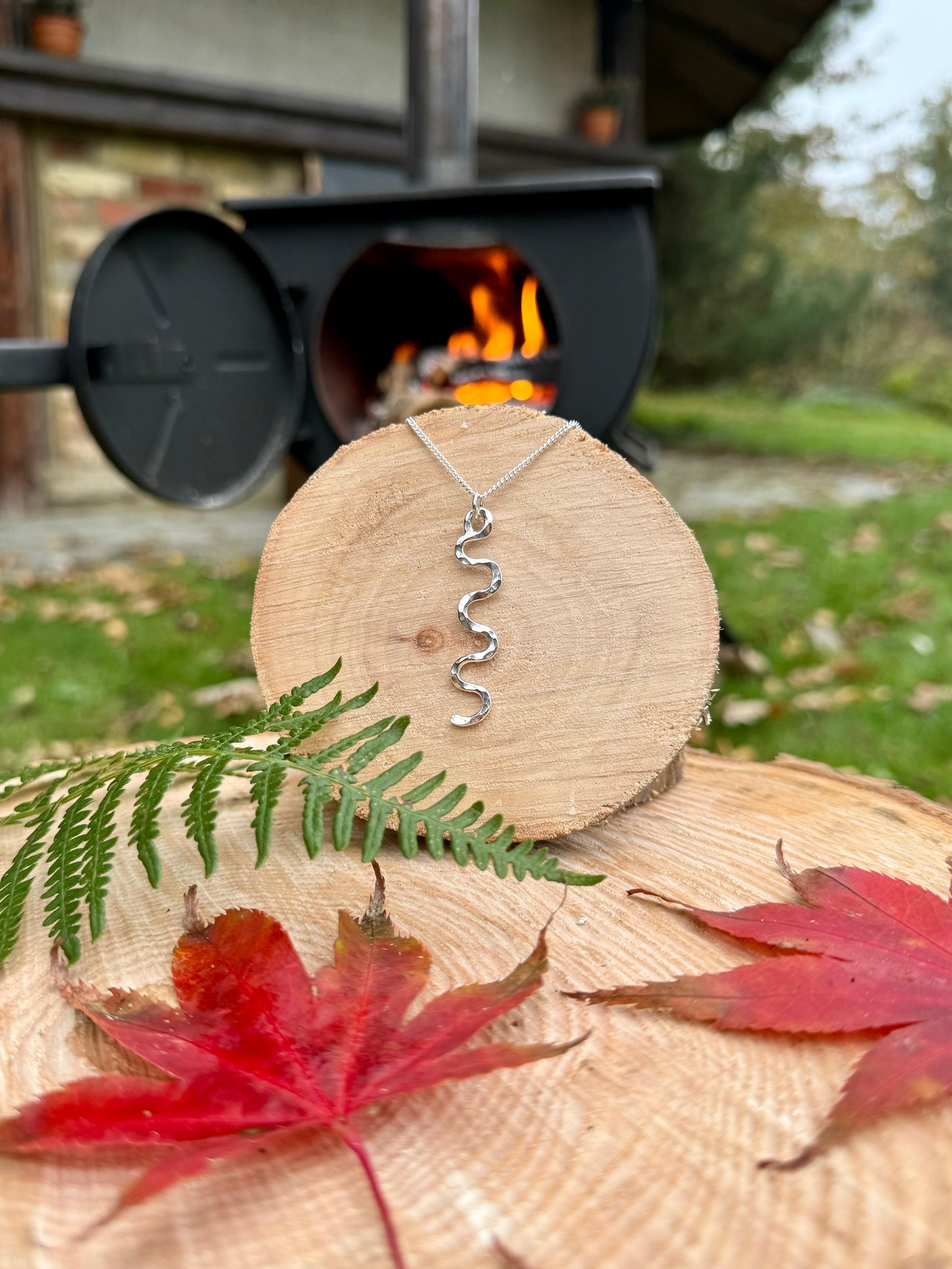 handmade sterling silver textured necklace unique view