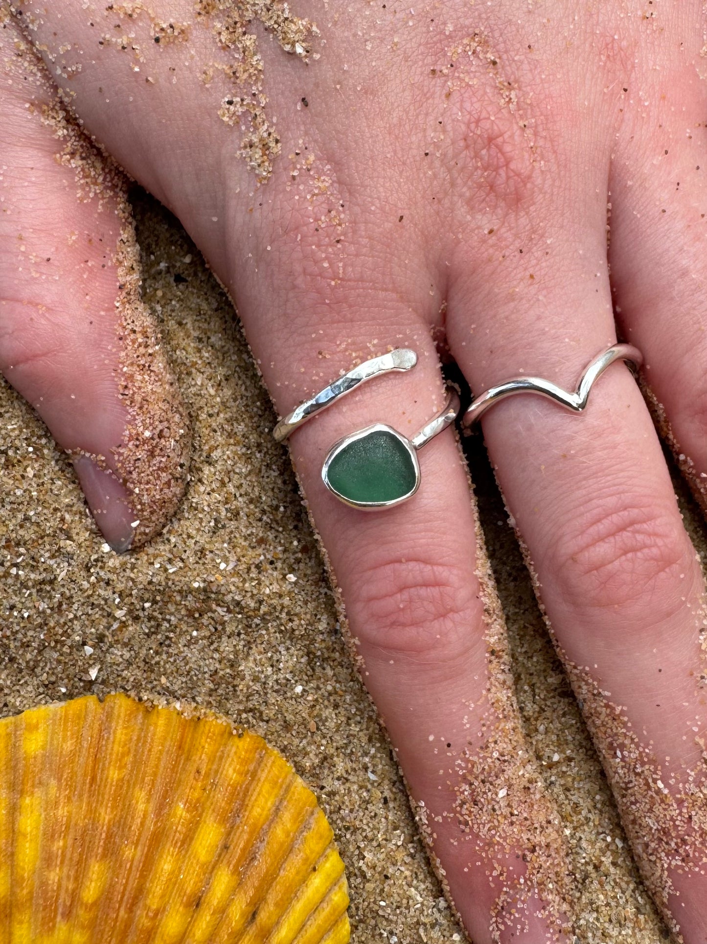 Green seaglass ring