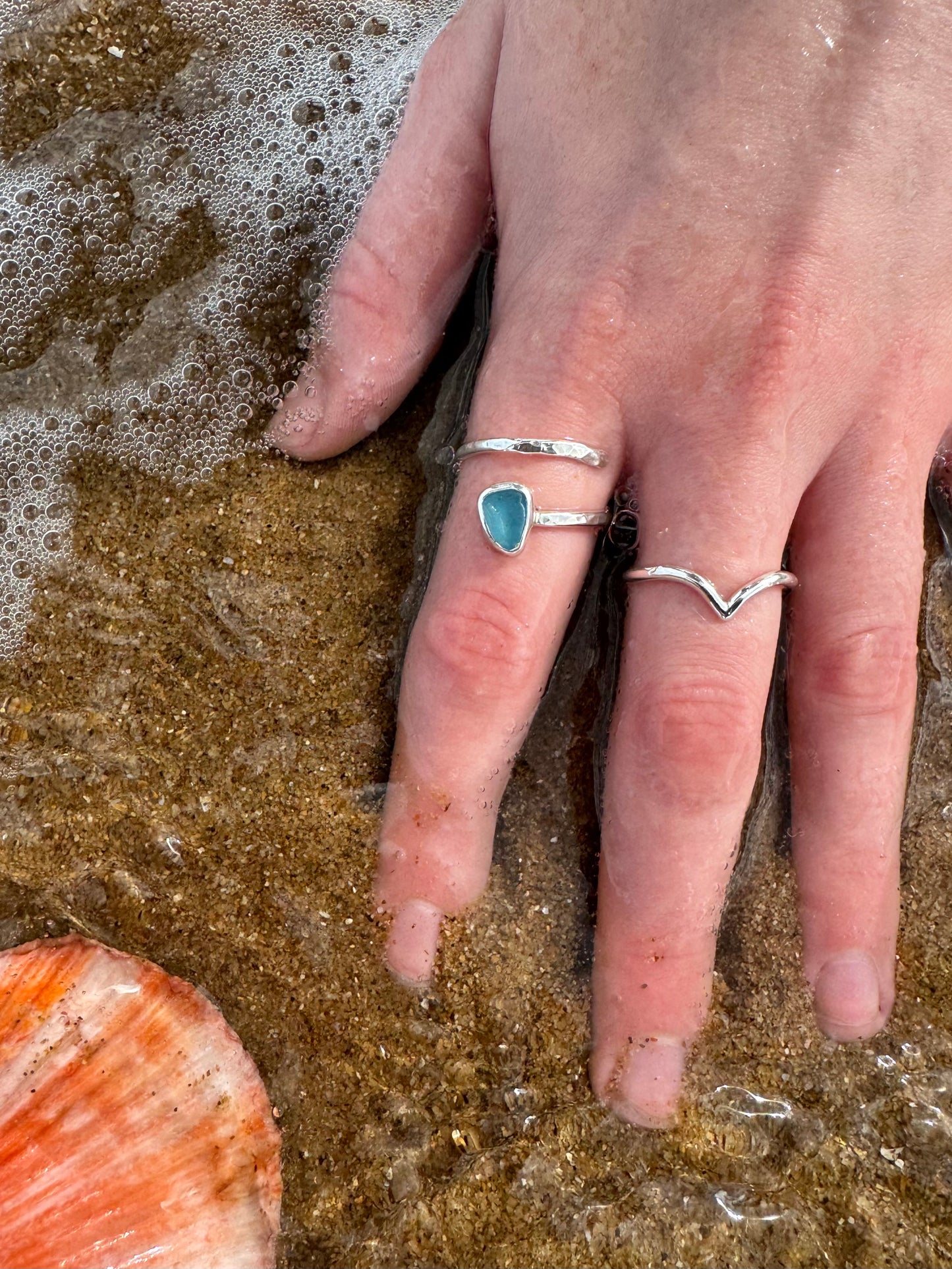 Blue seaglass ring