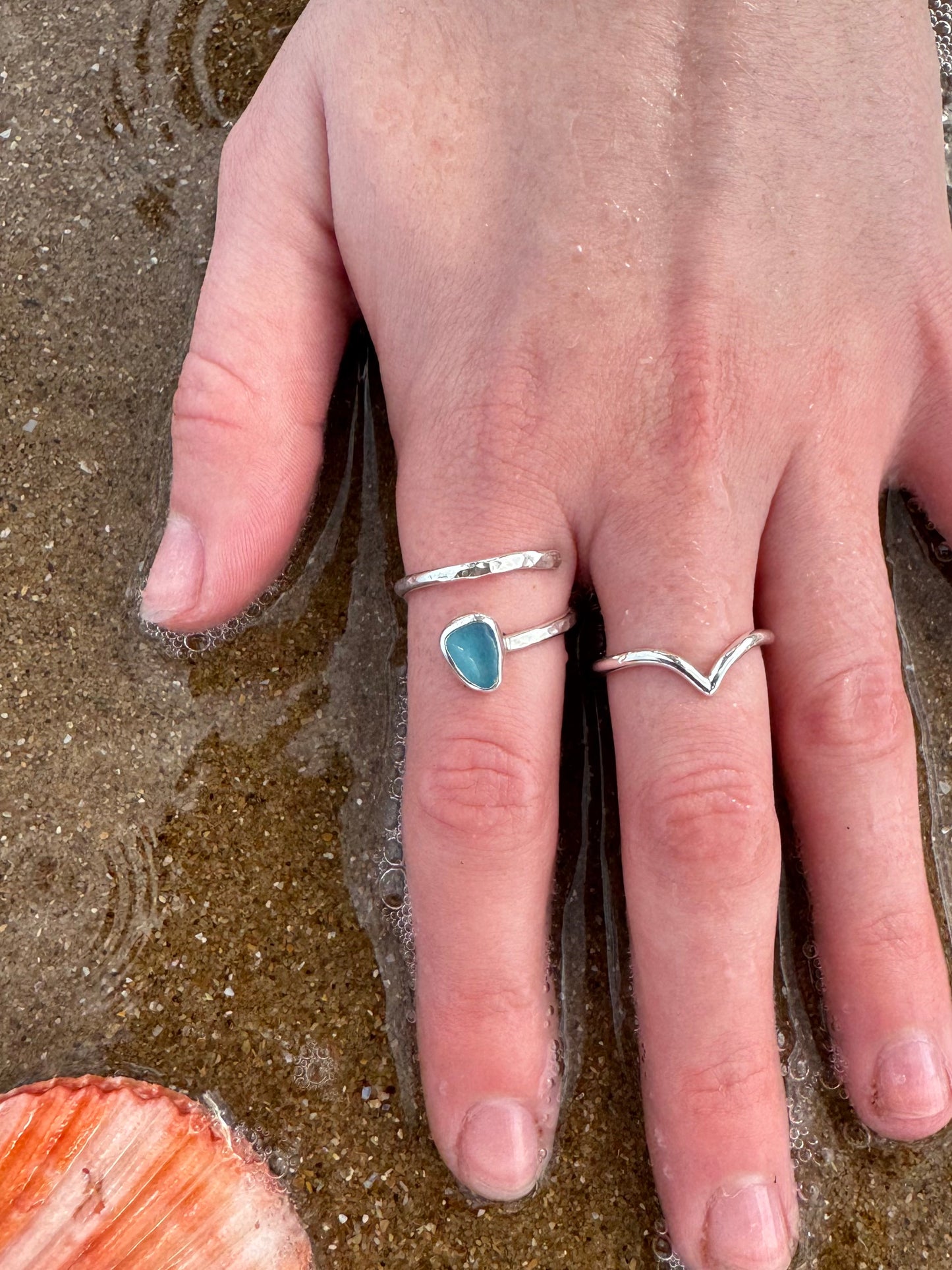 Blue seaglass ring