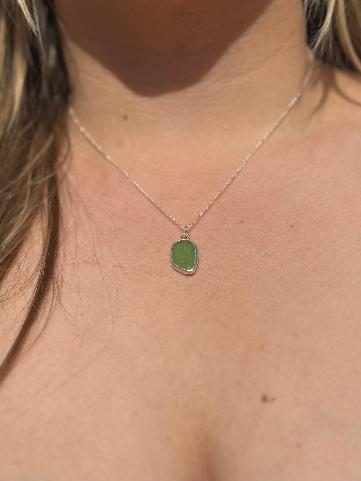 Green seaglass necklace