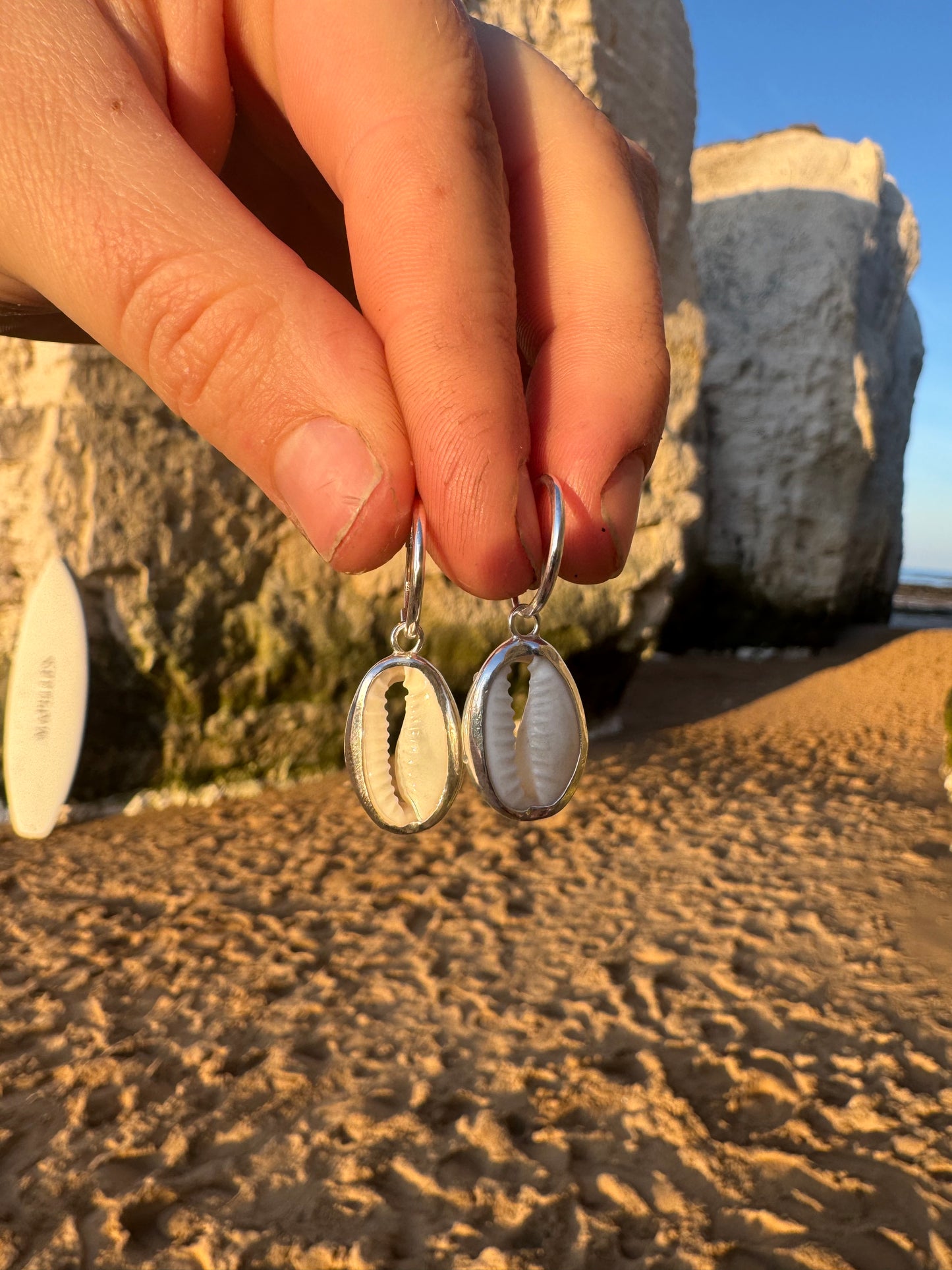 Cowrie shell hoops