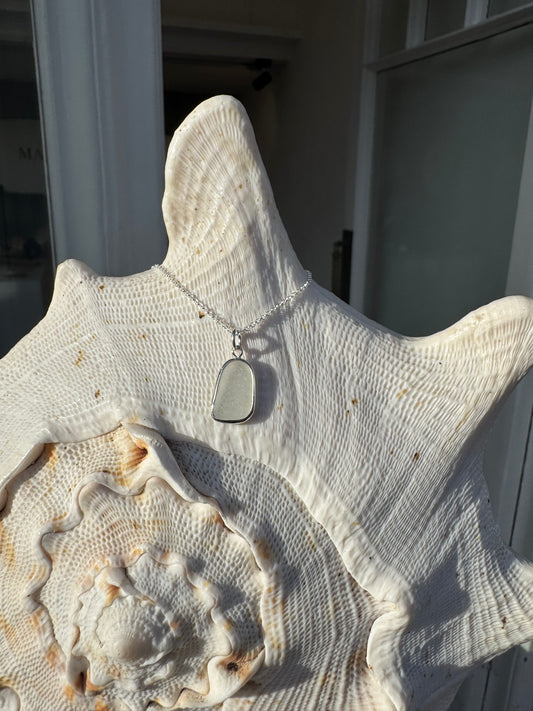 White seaglass necklace