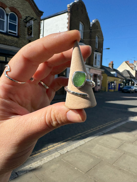 Green seaglass ring