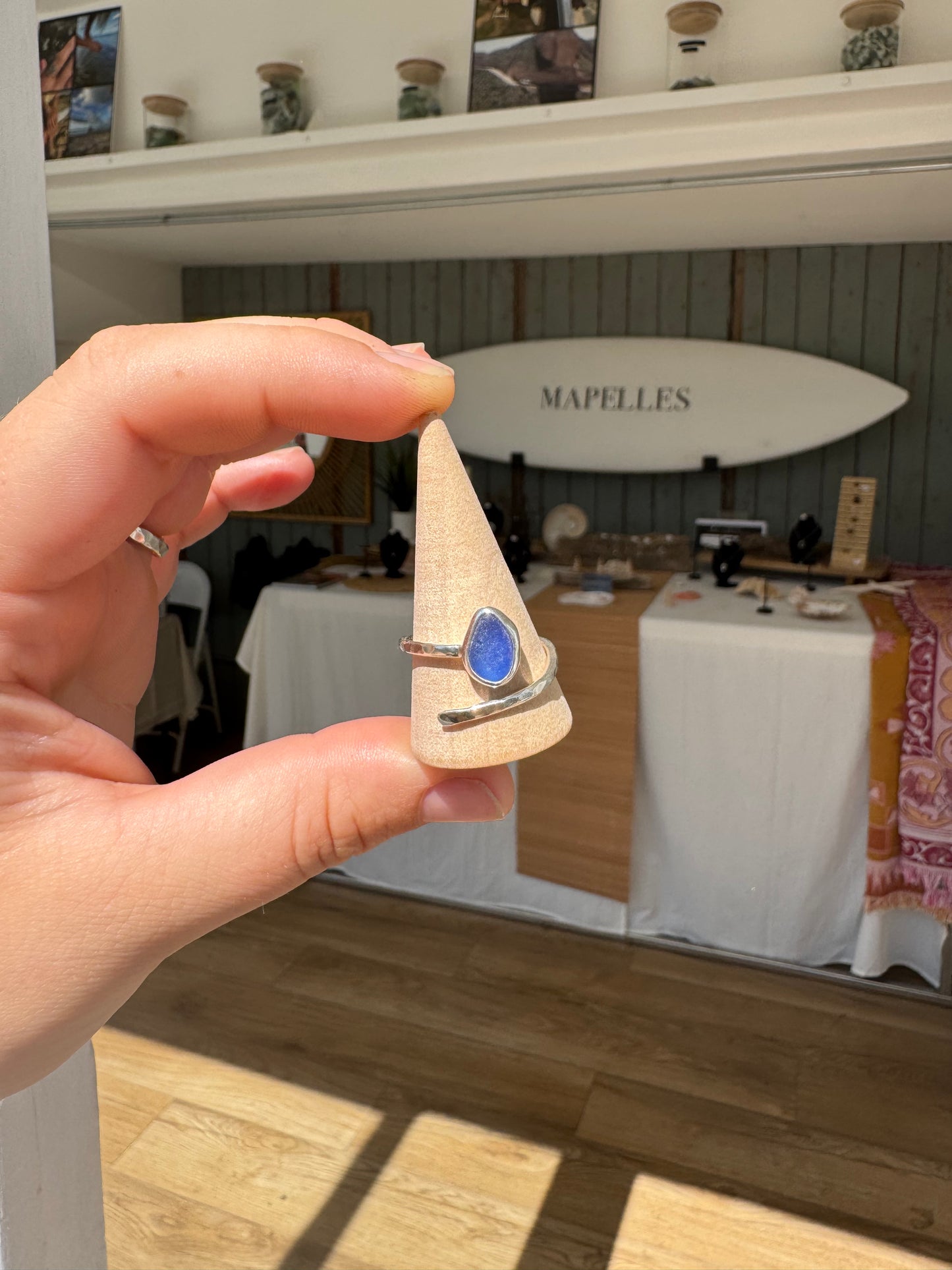 Blue seaglass ring