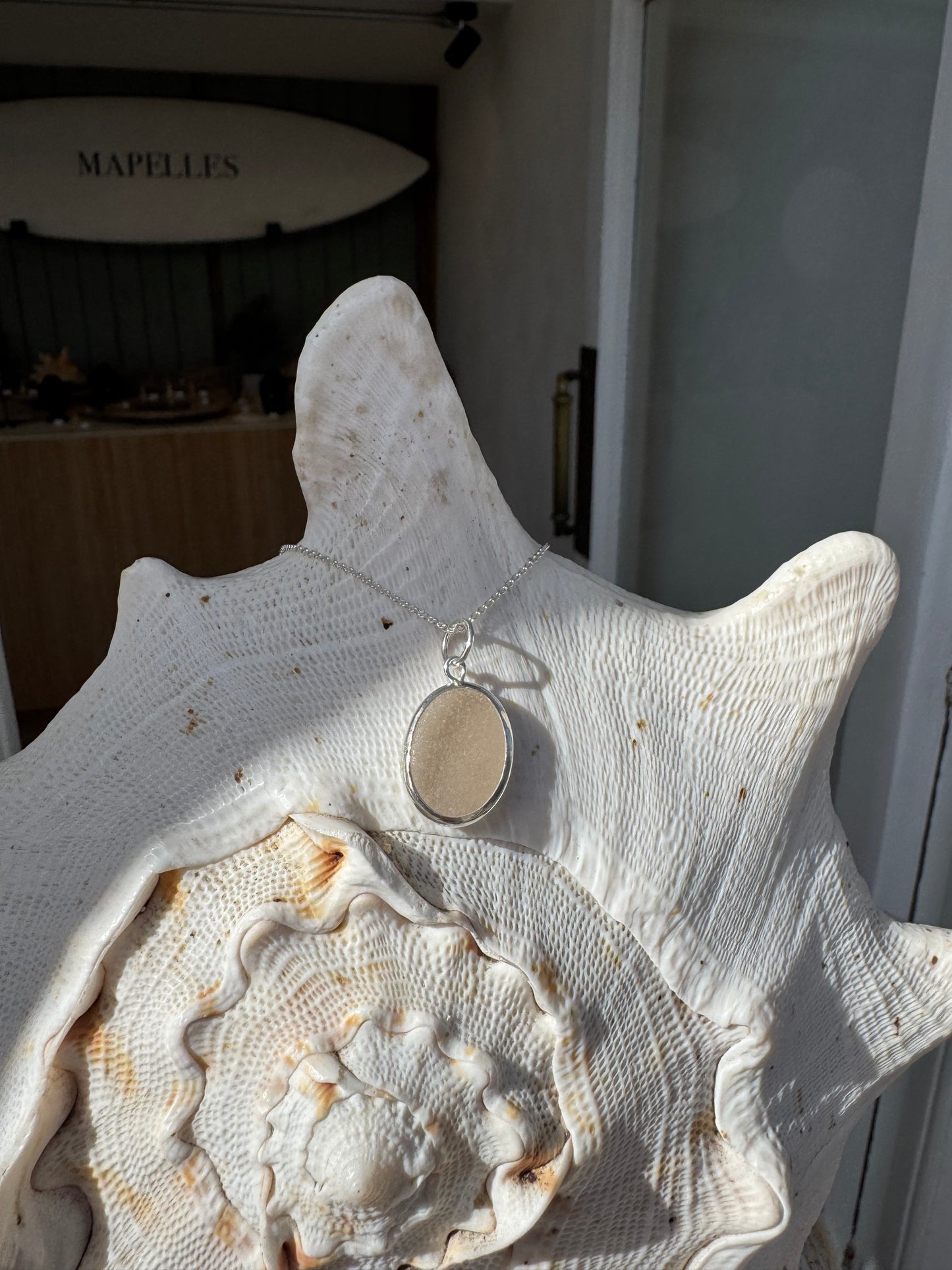 Peach seaglass necklace