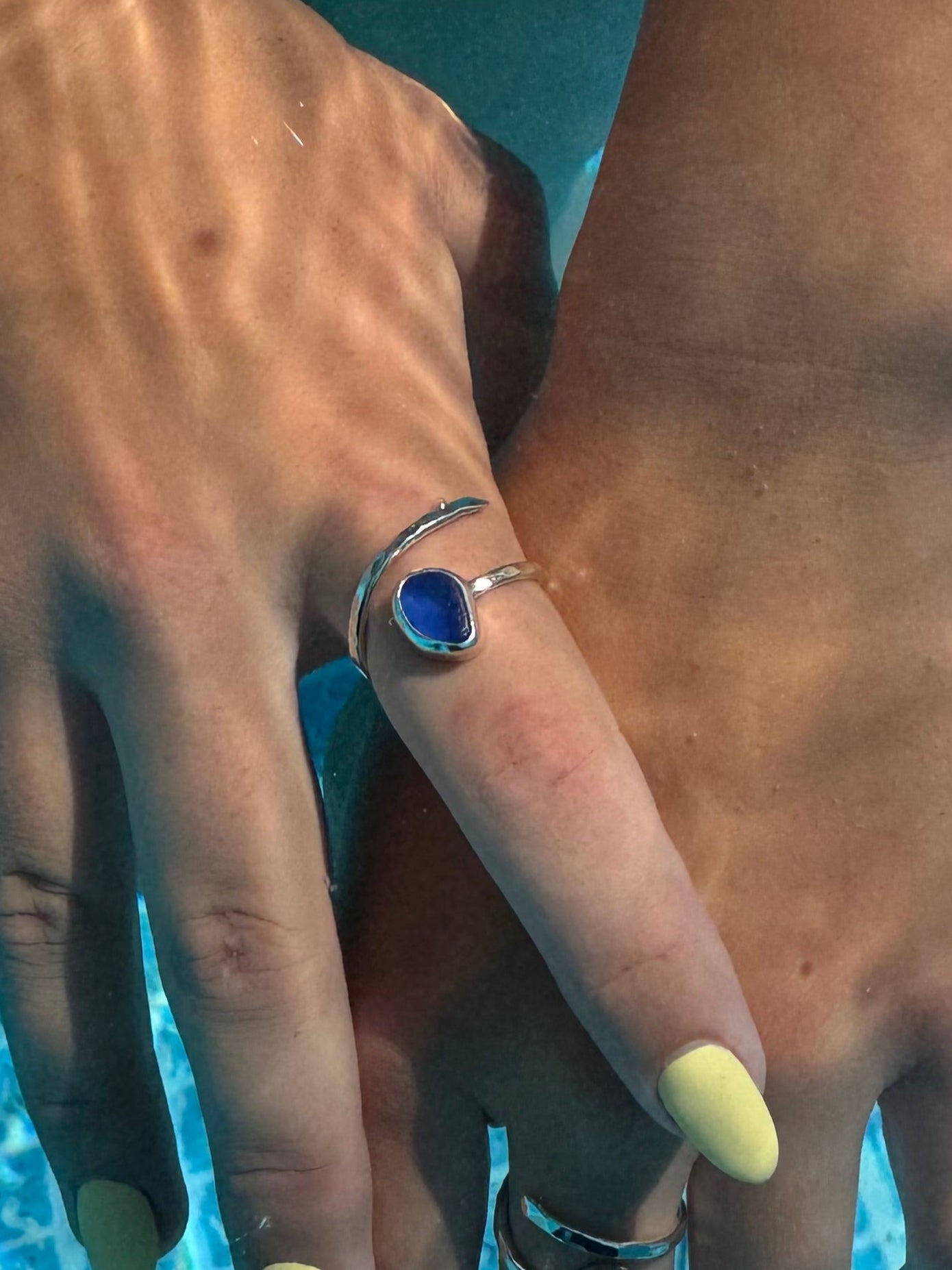 Blue seaglass ring