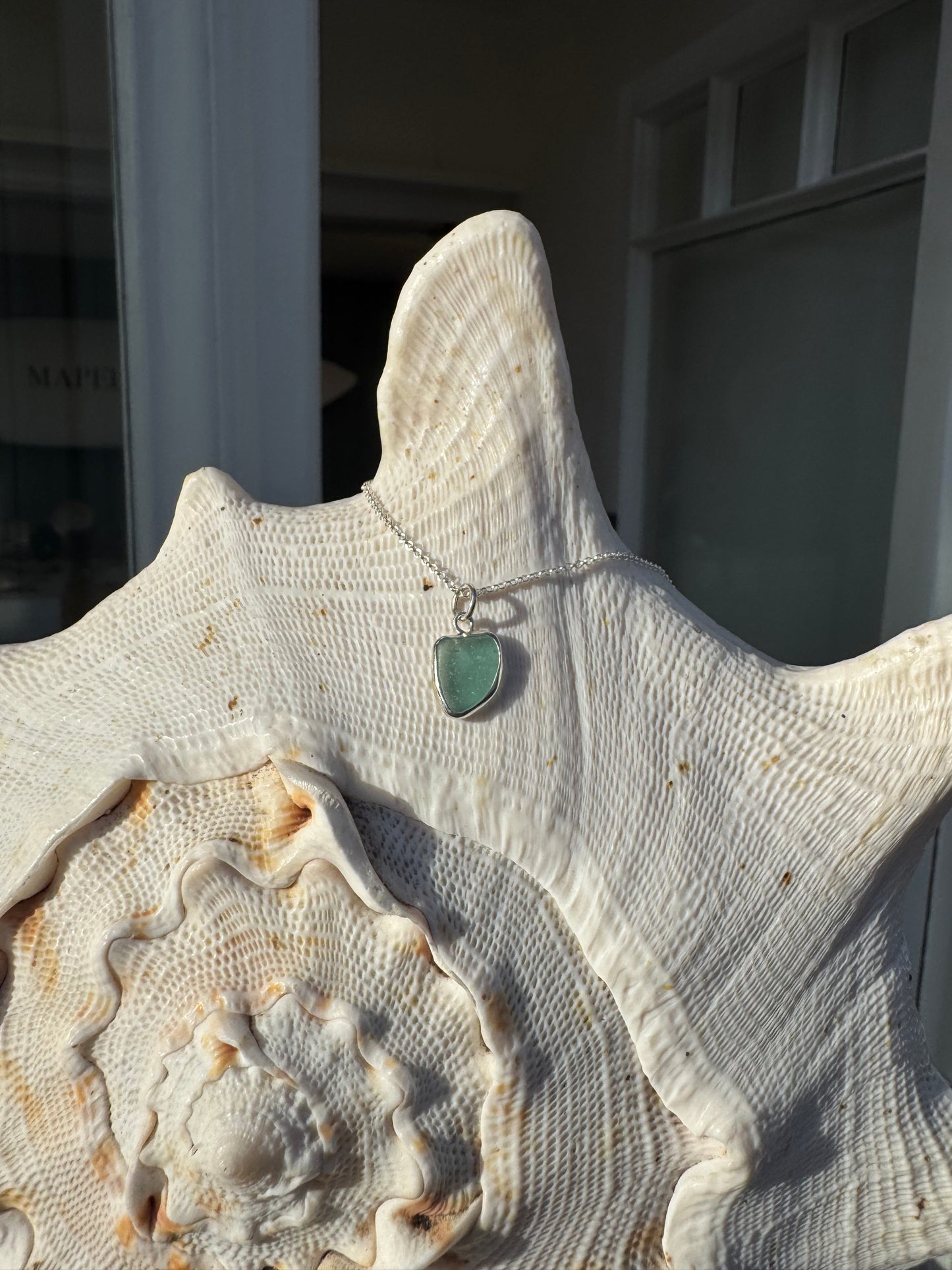 Teal seaglass necklace