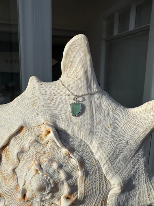 Teal seaglass necklace