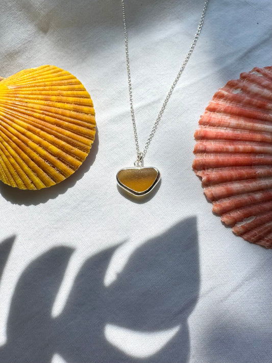 Amber seaglass necklace