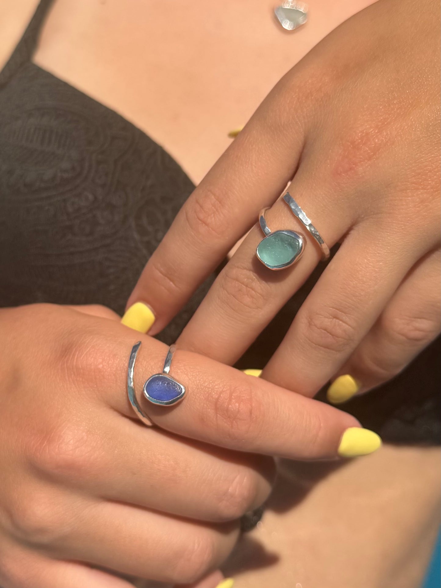 Blue seaglass ring