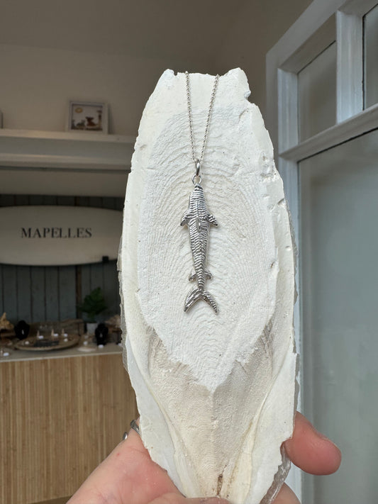 Handmade shark necklace Sterling silver cuttlefish casted jewellery 