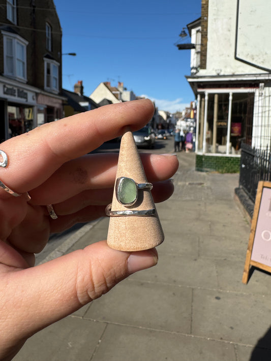 Light Green seaglass ring