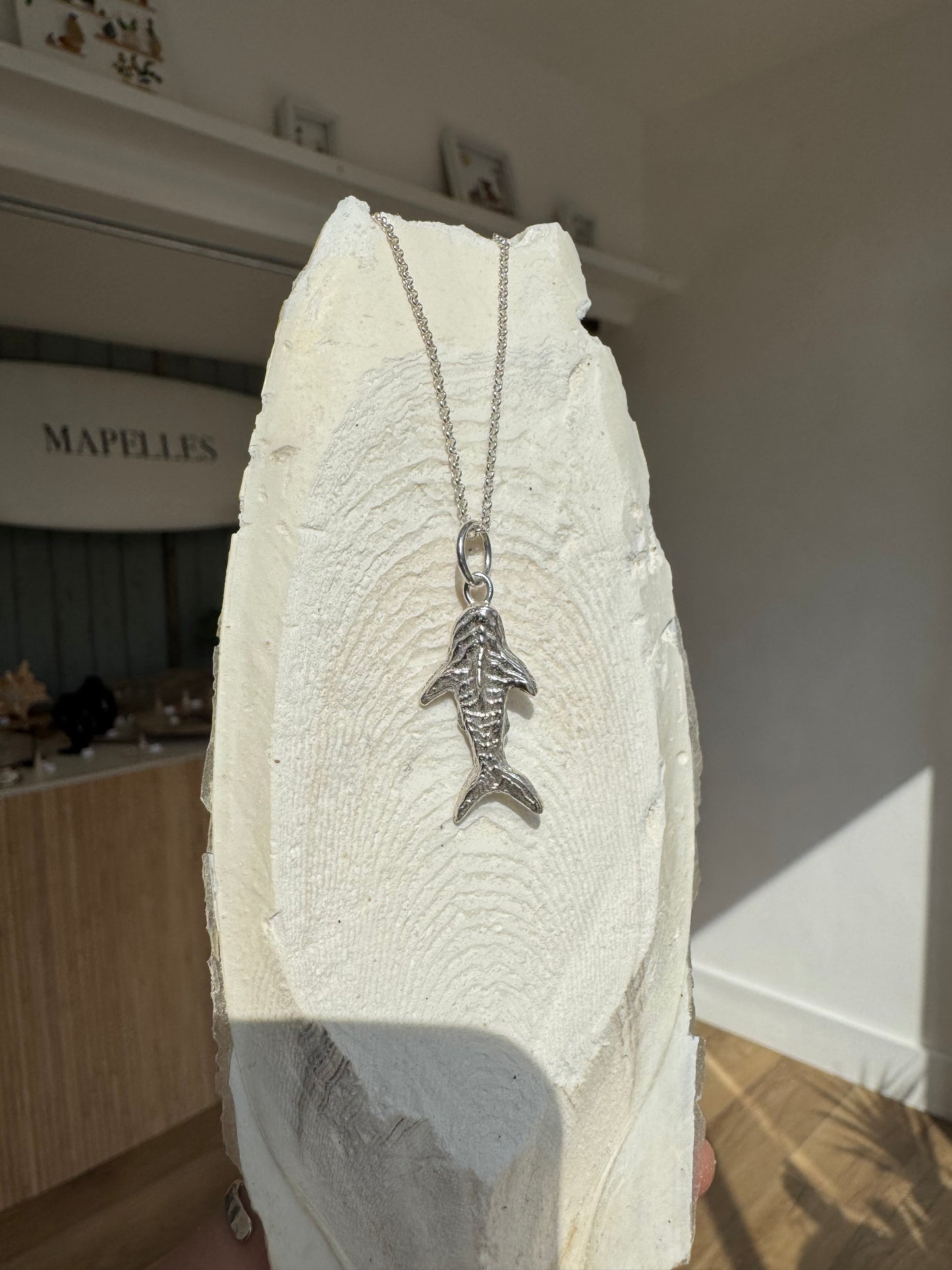 Cuttlefish casted Sterling silver handmade fish necklace 