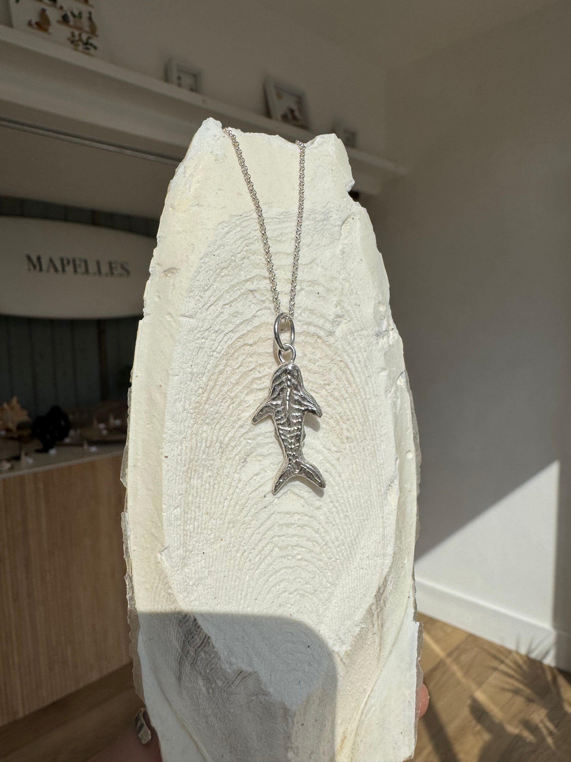 Cuttlefish casted Sterling silver handmade fish necklace 