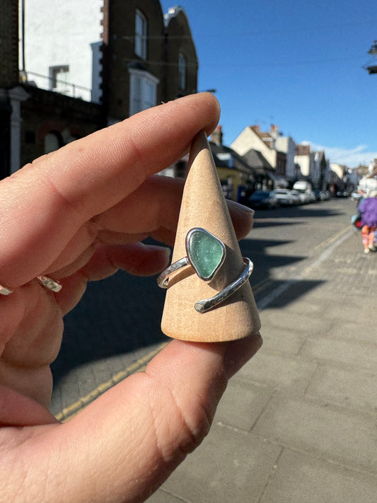 Blue seaglass ring