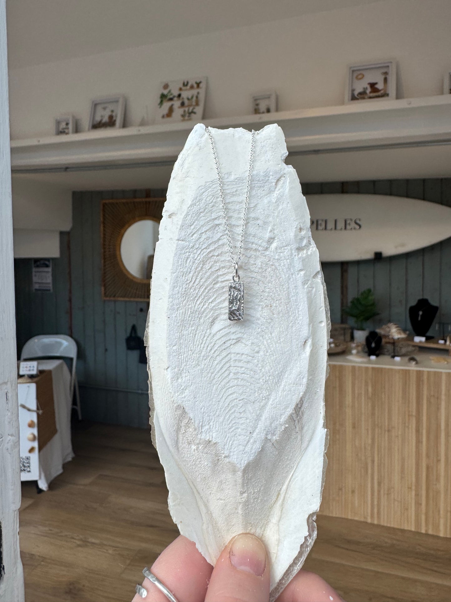 Handmade cuttlefish casted Sterling silver  necklace