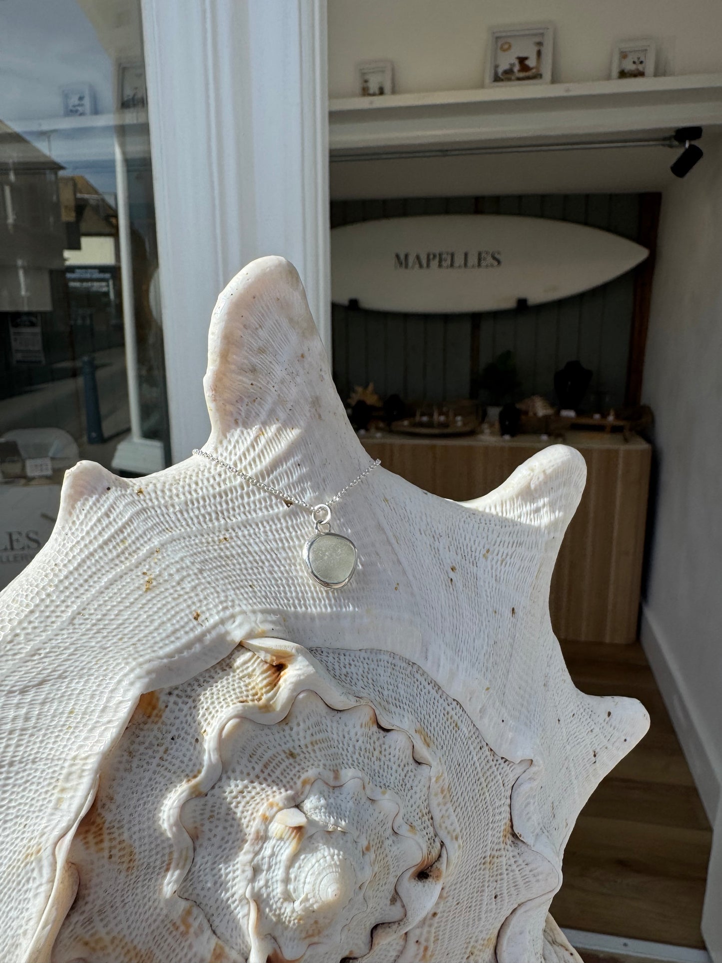 White seaglass necklace