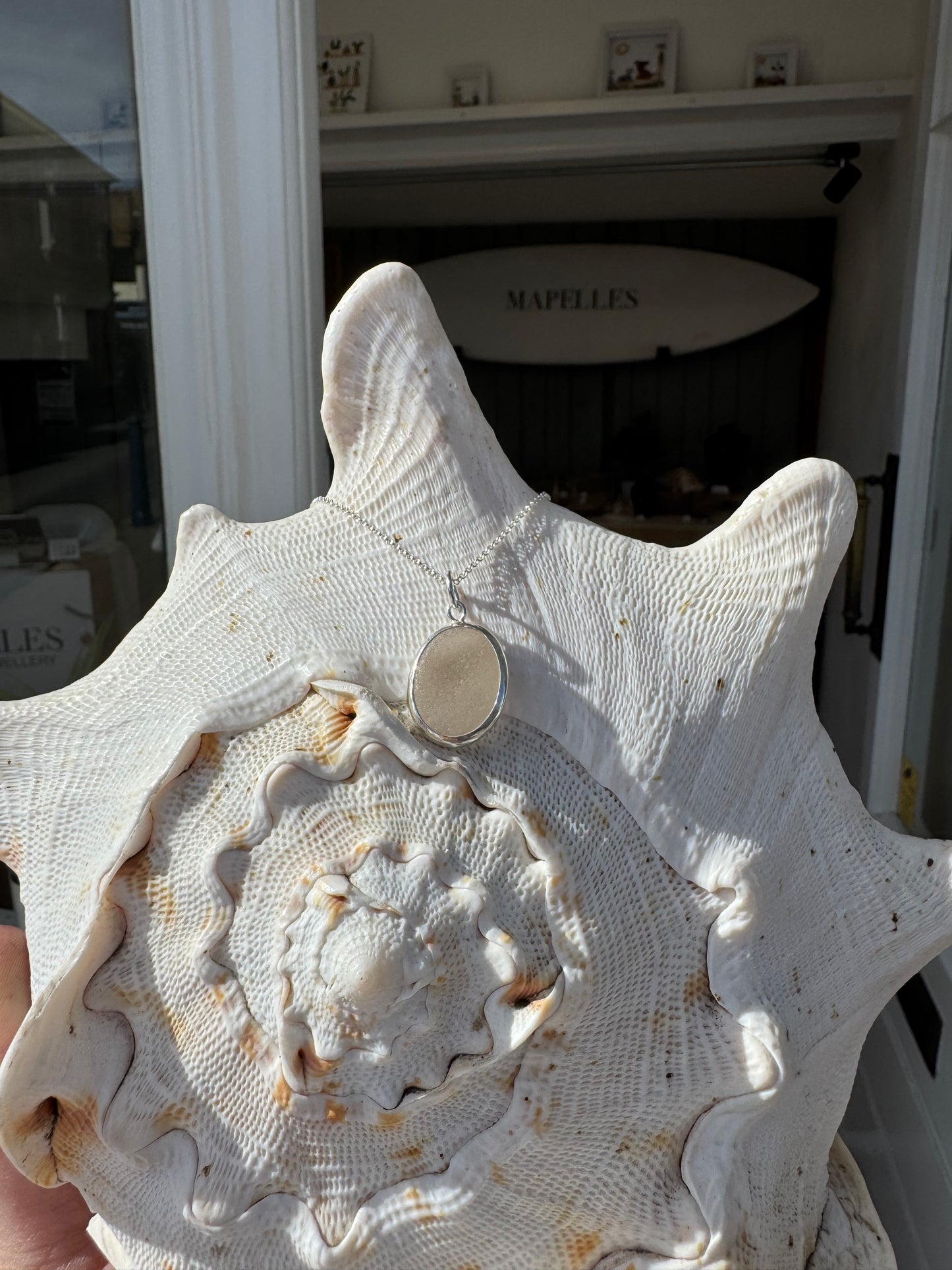 Peach seaglass necklace