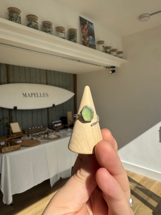 Green seaglass ring