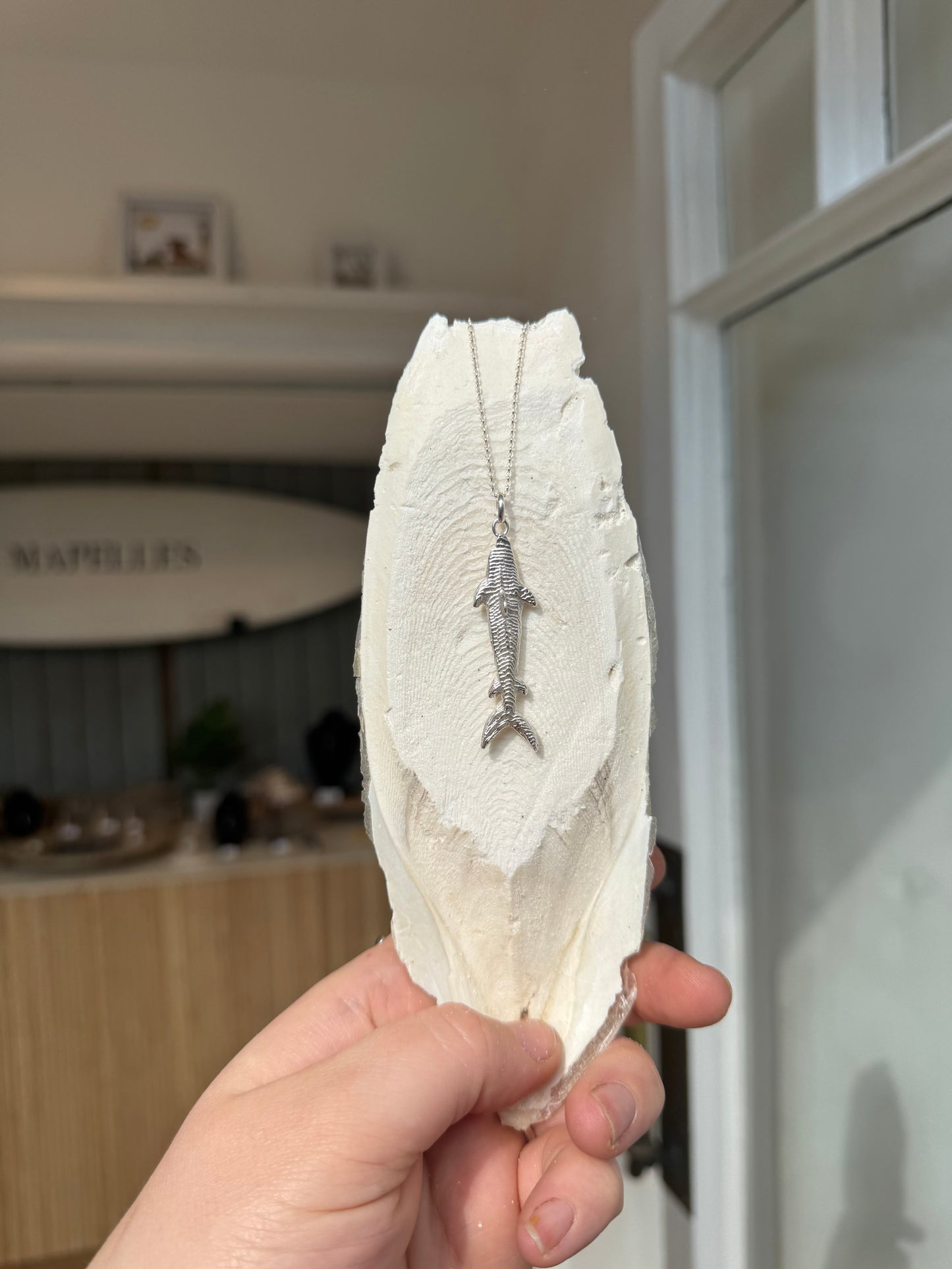 Handmade shark necklace Sterling silver cuttlefish casted jewellery 