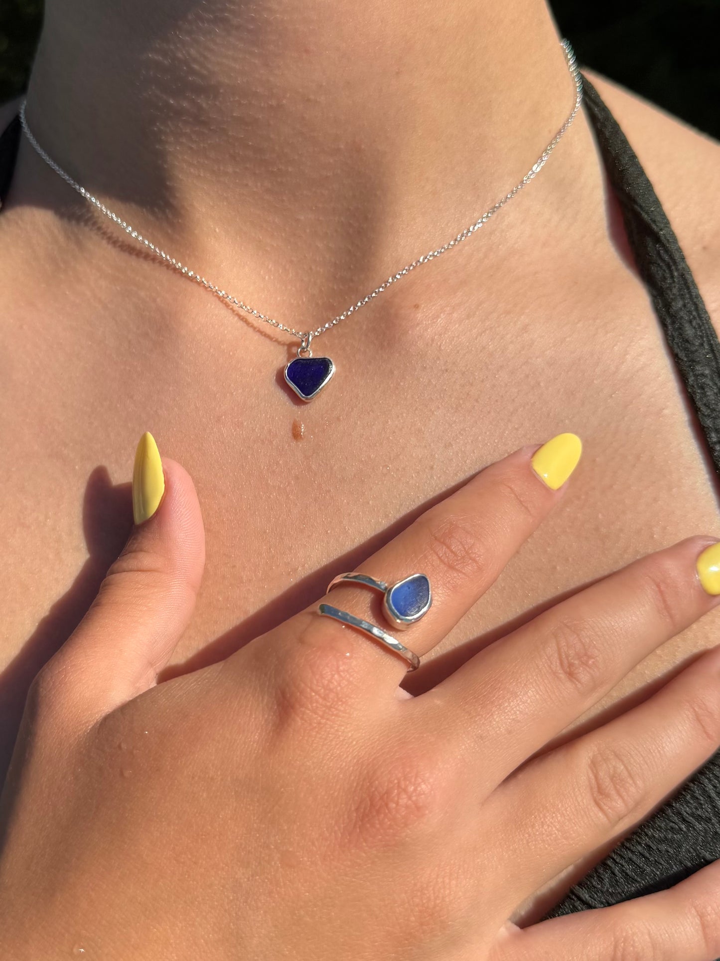 Blue seaglass ring