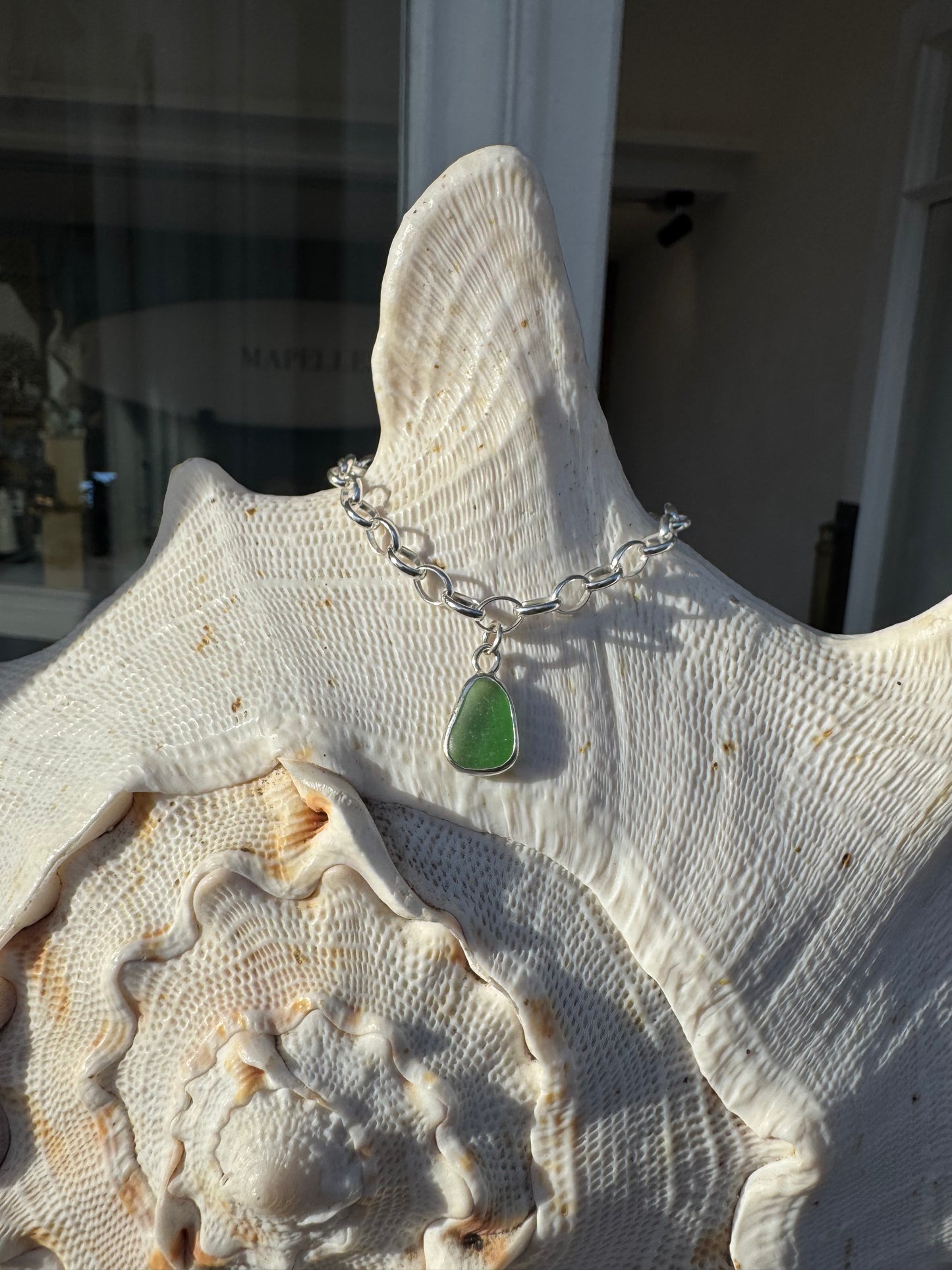 Green seaglass bracelet