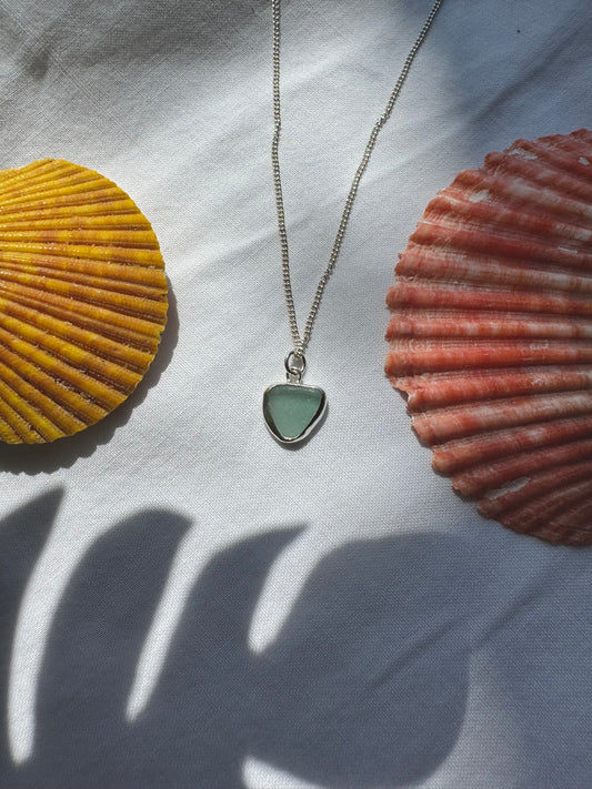 Teal seaglass necklace