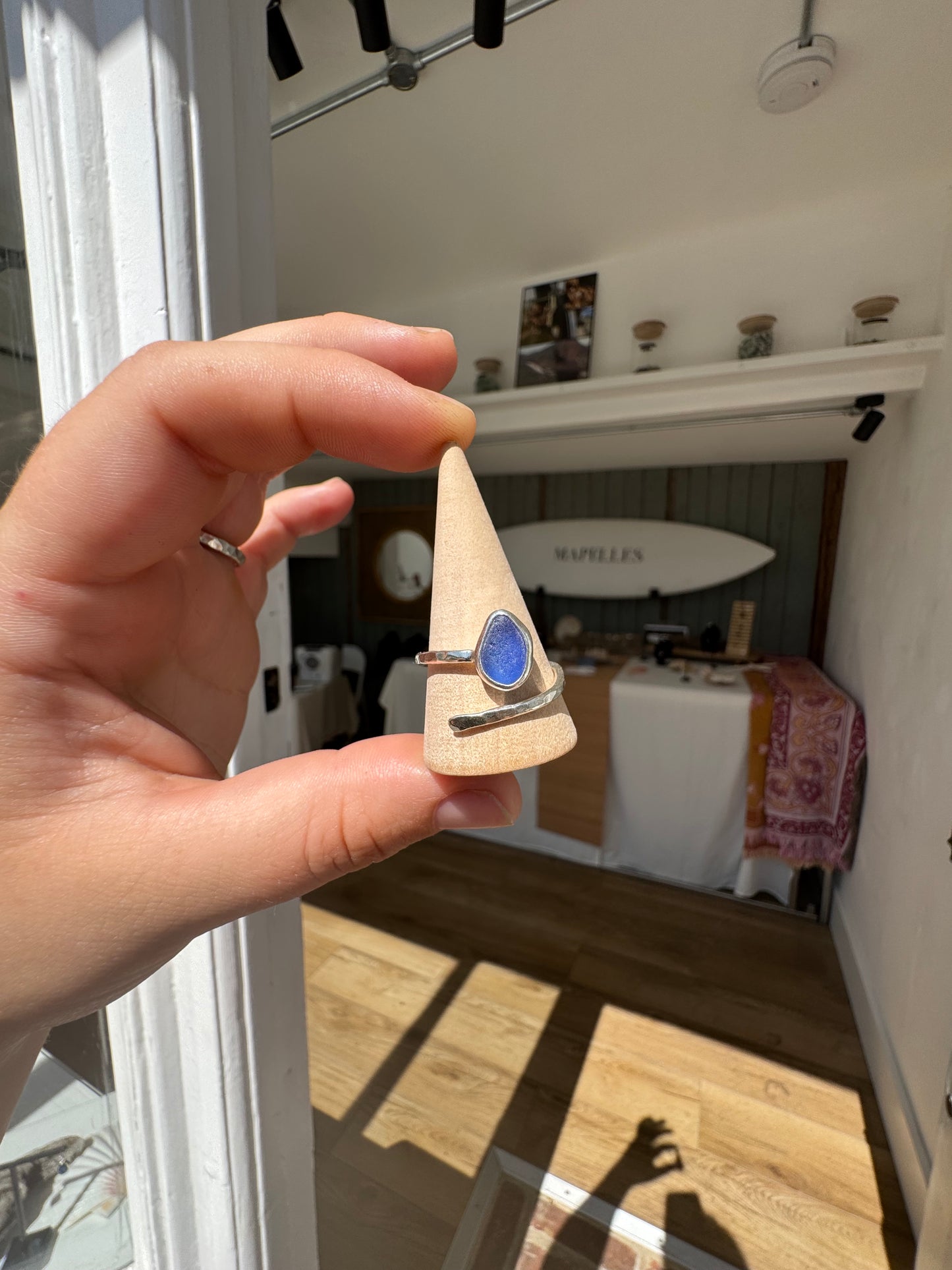 Blue seaglass ring