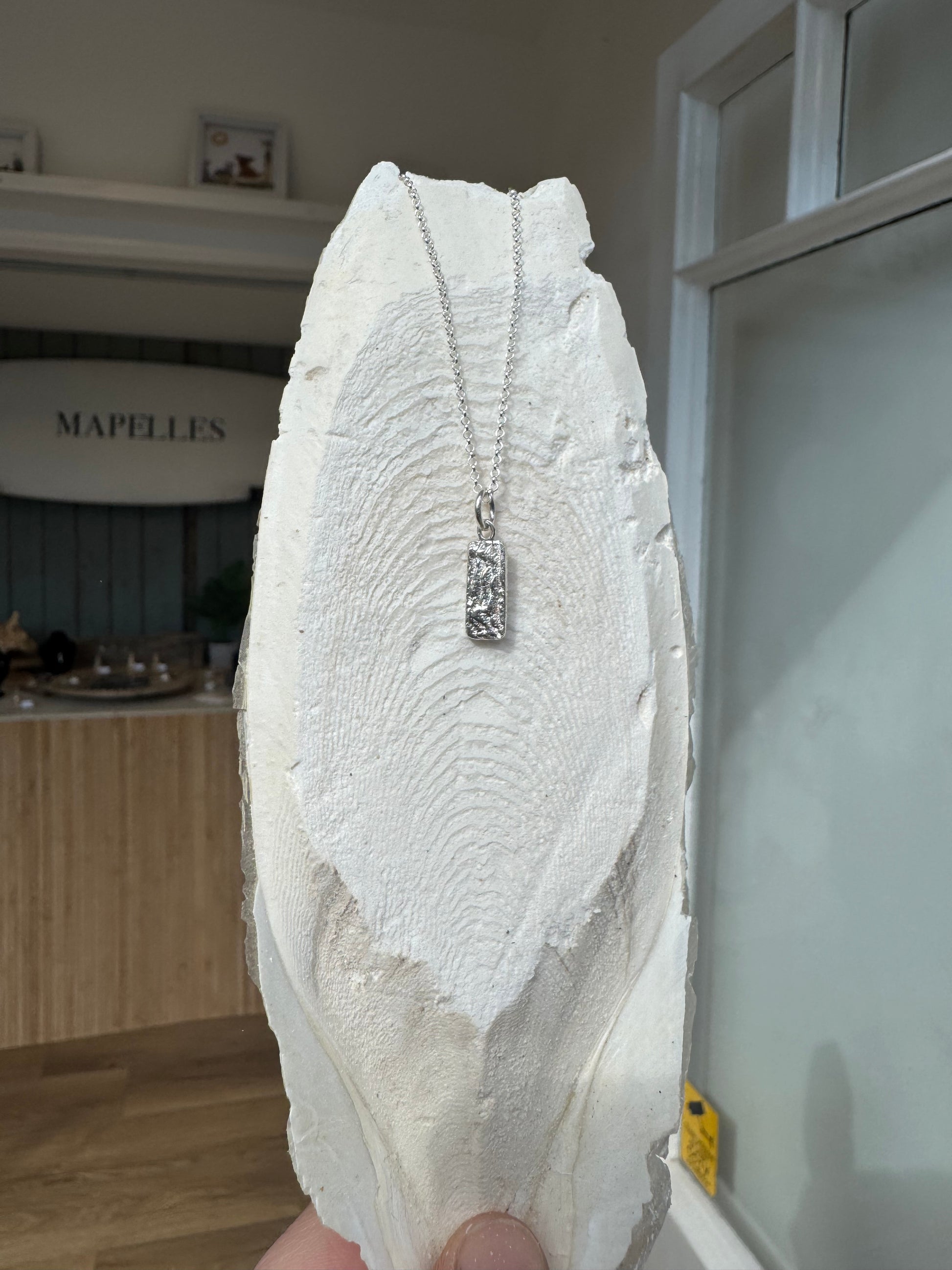 Handmade cuttlefish casted Sterling silver necklace