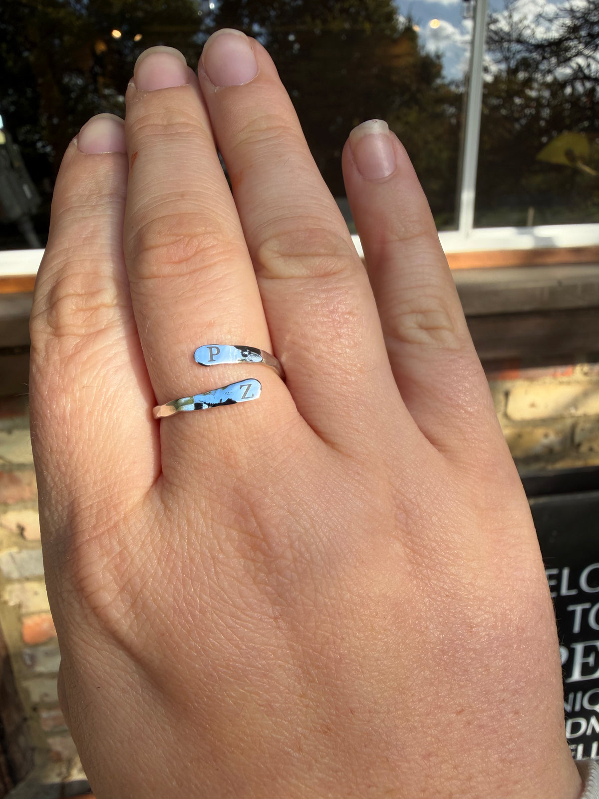 Custom initial hug ring