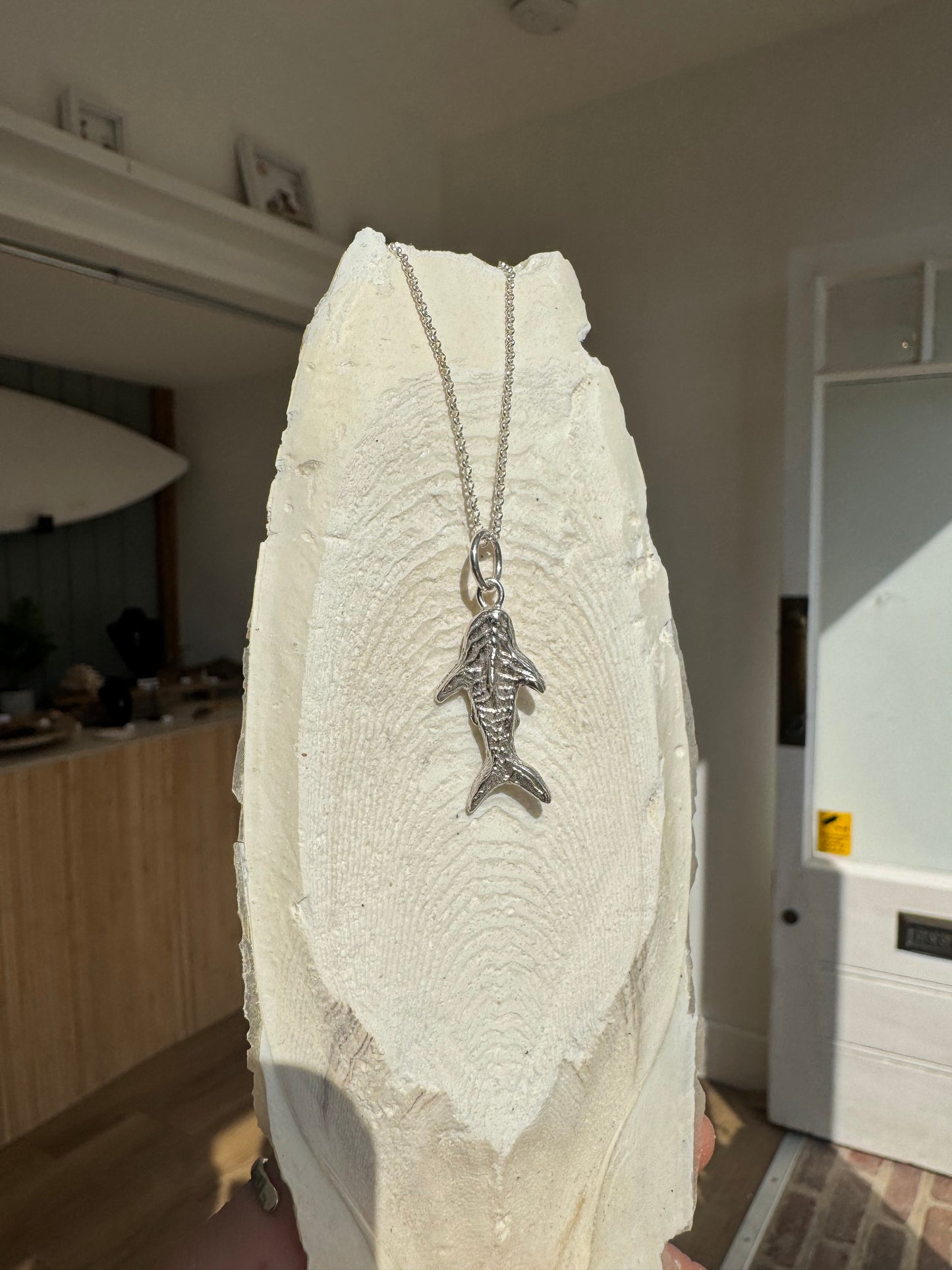 Cuttlefish casted Sterling silver handmade fish necklace 