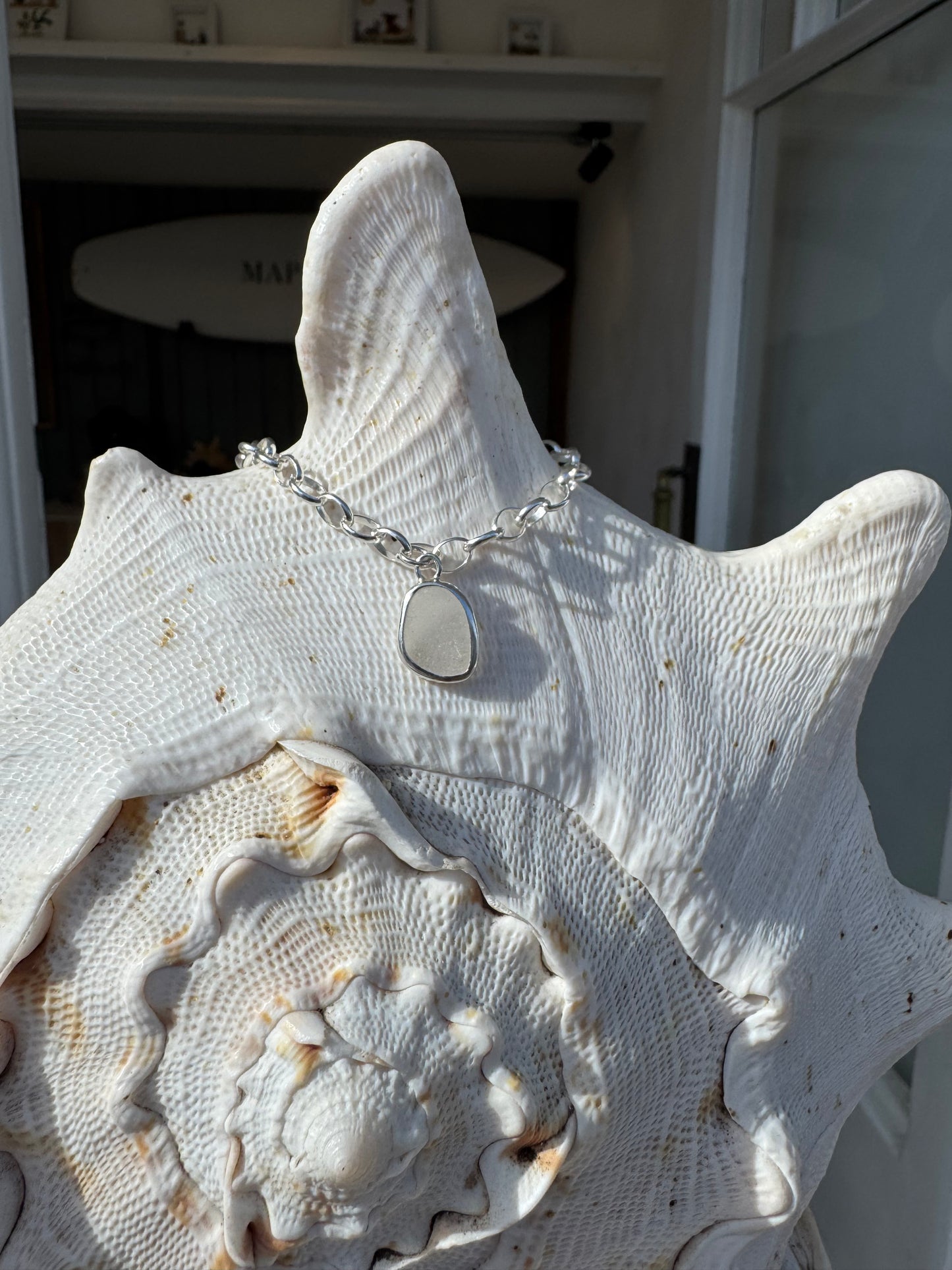 White seaglass bracelet